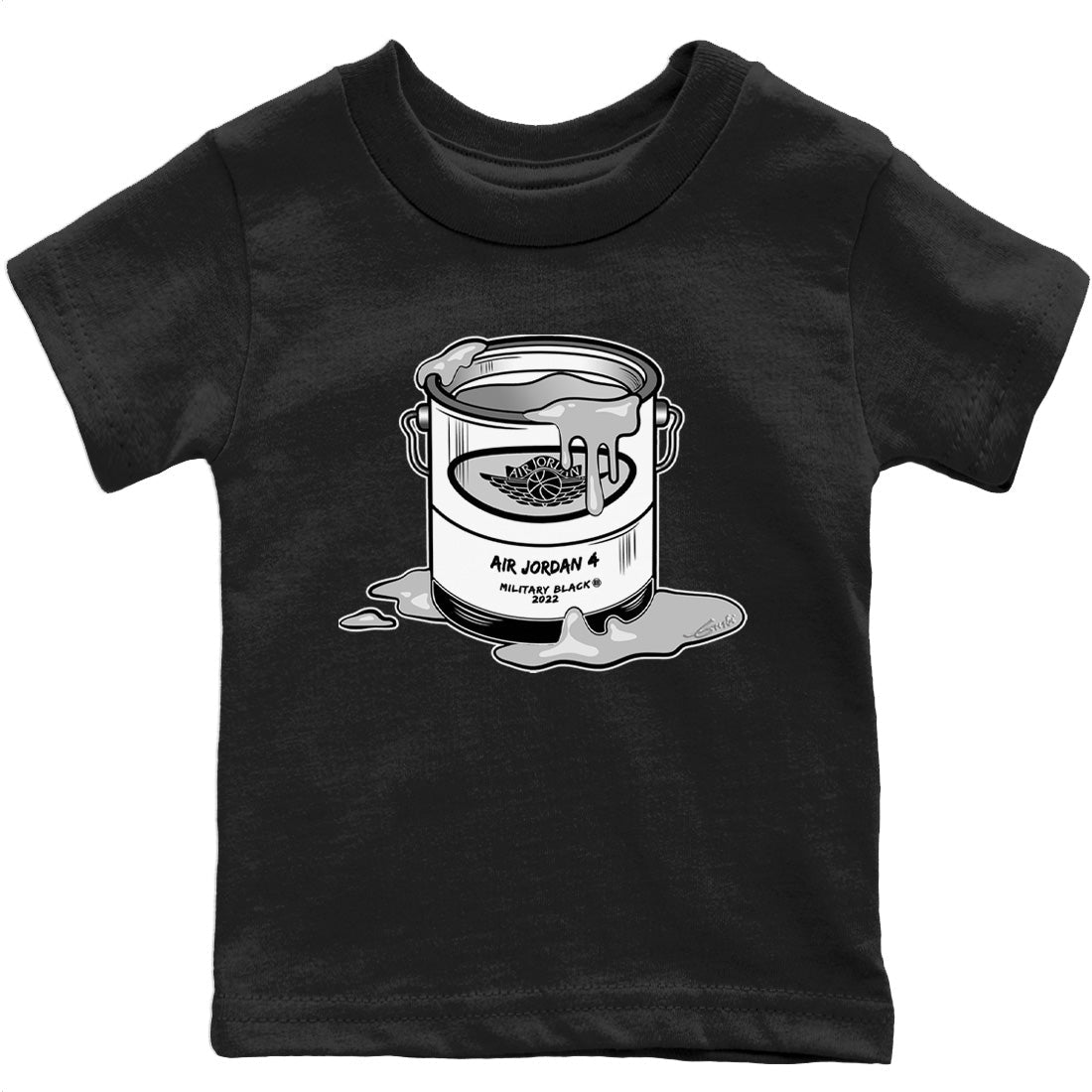 Jordan 4 Military Black Sneaker Matching T-Shirt Bucket Sneaker Tees Jordan 4 Military Black Sneaker Release Tees Kids Shirts