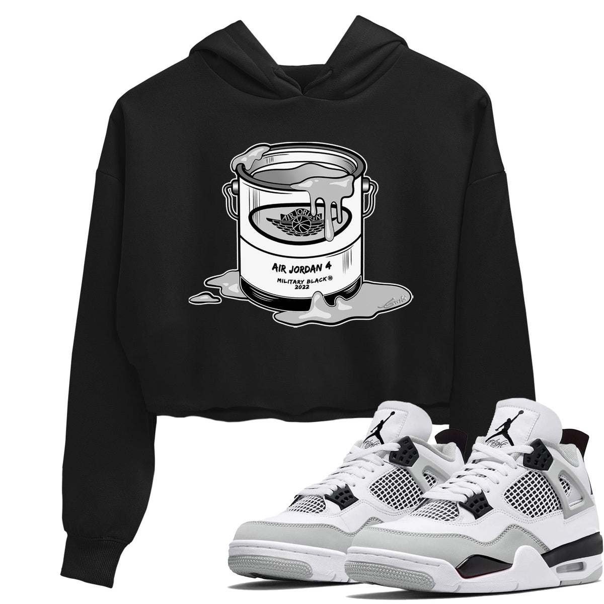 Jordan 4 Military Black Sneaker Matching T-Shirt Bucket Sneaker Tees Jordan 4 Military Black Sneaker Release Tees Women's Shirts