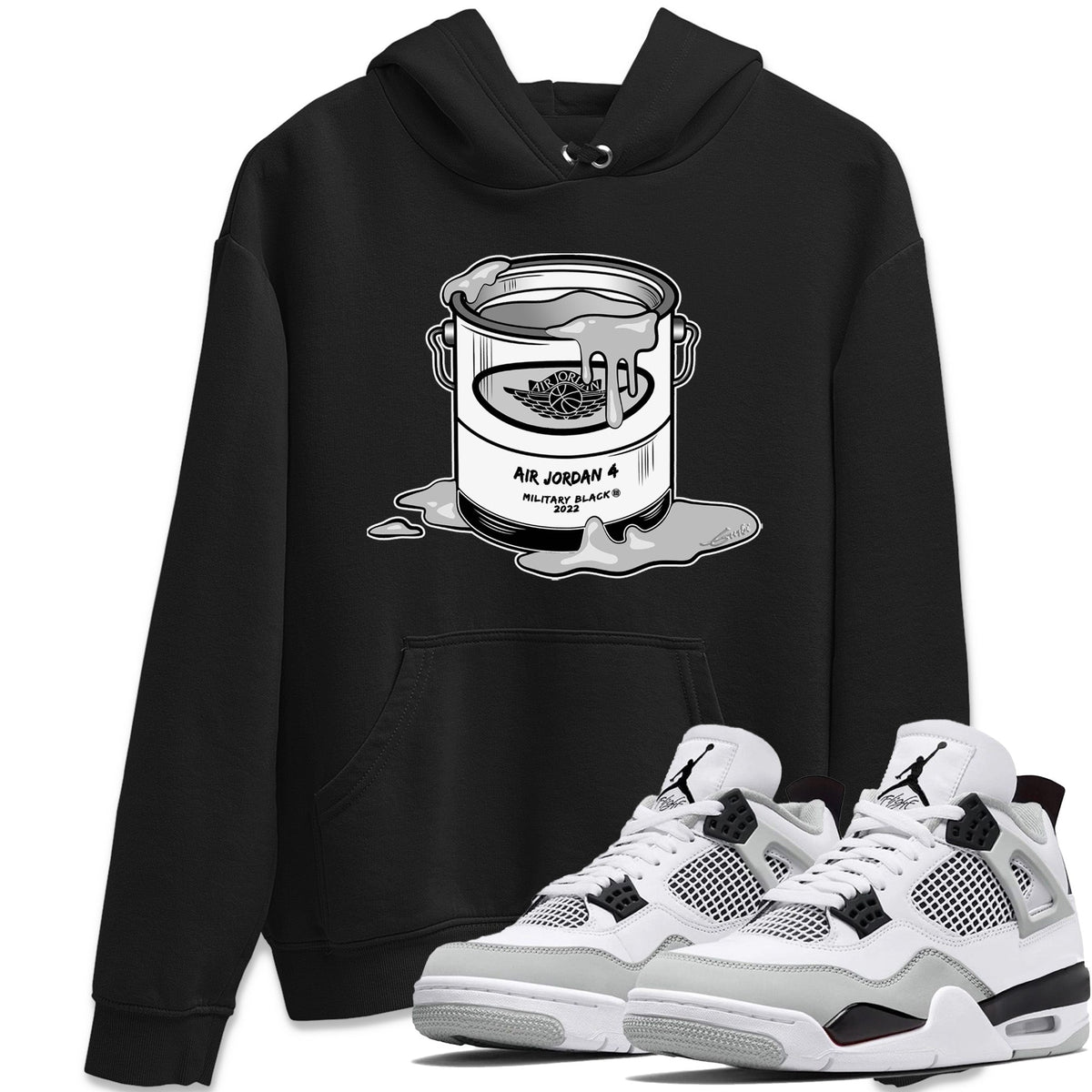 Jordan 4 Military Black Sneaker Matching T-Shirt Bucket Sneaker Tees Jordan 4 Military Black Sneaker Release Tees Crew Neck Tees