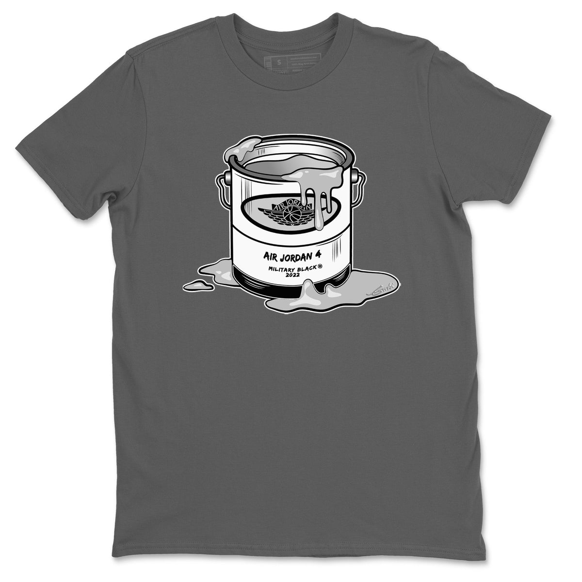 Jordan 4 Military Black Sneaker Matching T-Shirt Bucket Sneaker Tees Jordan 4 Military Black Sneaker Release Tees Crew Neck Tees