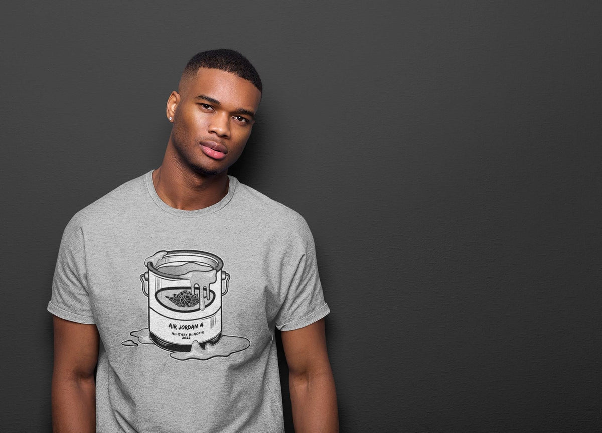 Jordan 4 Military Black Sneaker Matching T-Shirt Bucket Sneaker Tees Jordan 4 Military Black Sneaker Release Tees Crew Neck Tees