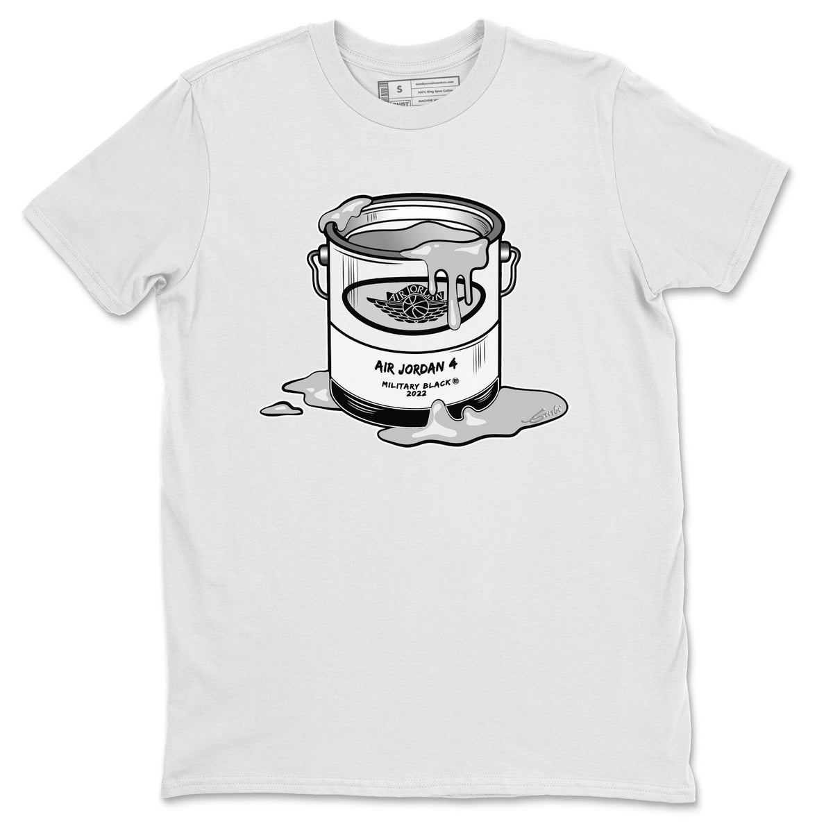 Jordan 4 Military Black Sneaker Matching T-Shirt Bucket Sneaker Tees Jordan 4 Military Black Sneaker Release Tees Crew Neck Tees