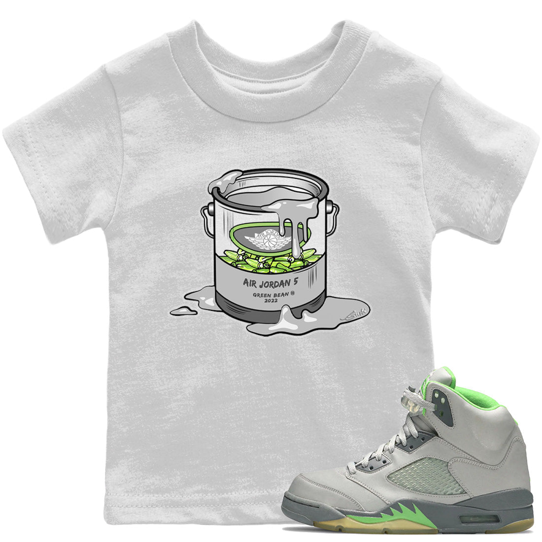 Jordan 5 Green Bean Sneaker Matching T-Shirt Bucket Sneaker Tees Jordan 5 Green Bean Sneaker Release Tees Kids Shirts