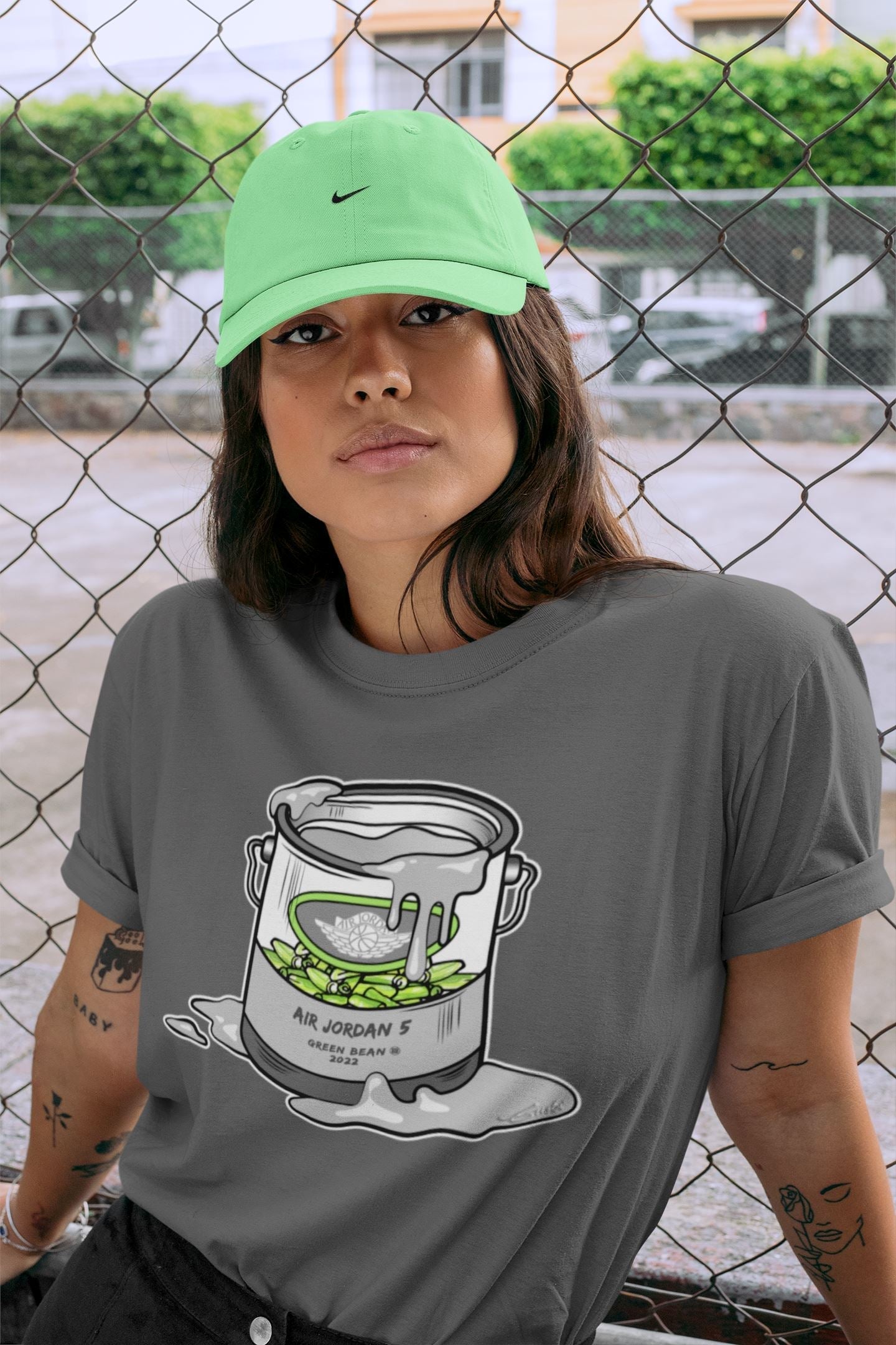 Jordan 5 Green Bean Sneaker Matching T-Shirt Bucket Sneaker Tees Jordan 5 Green Bean Sneaker Release Tees Crew Neck Tees