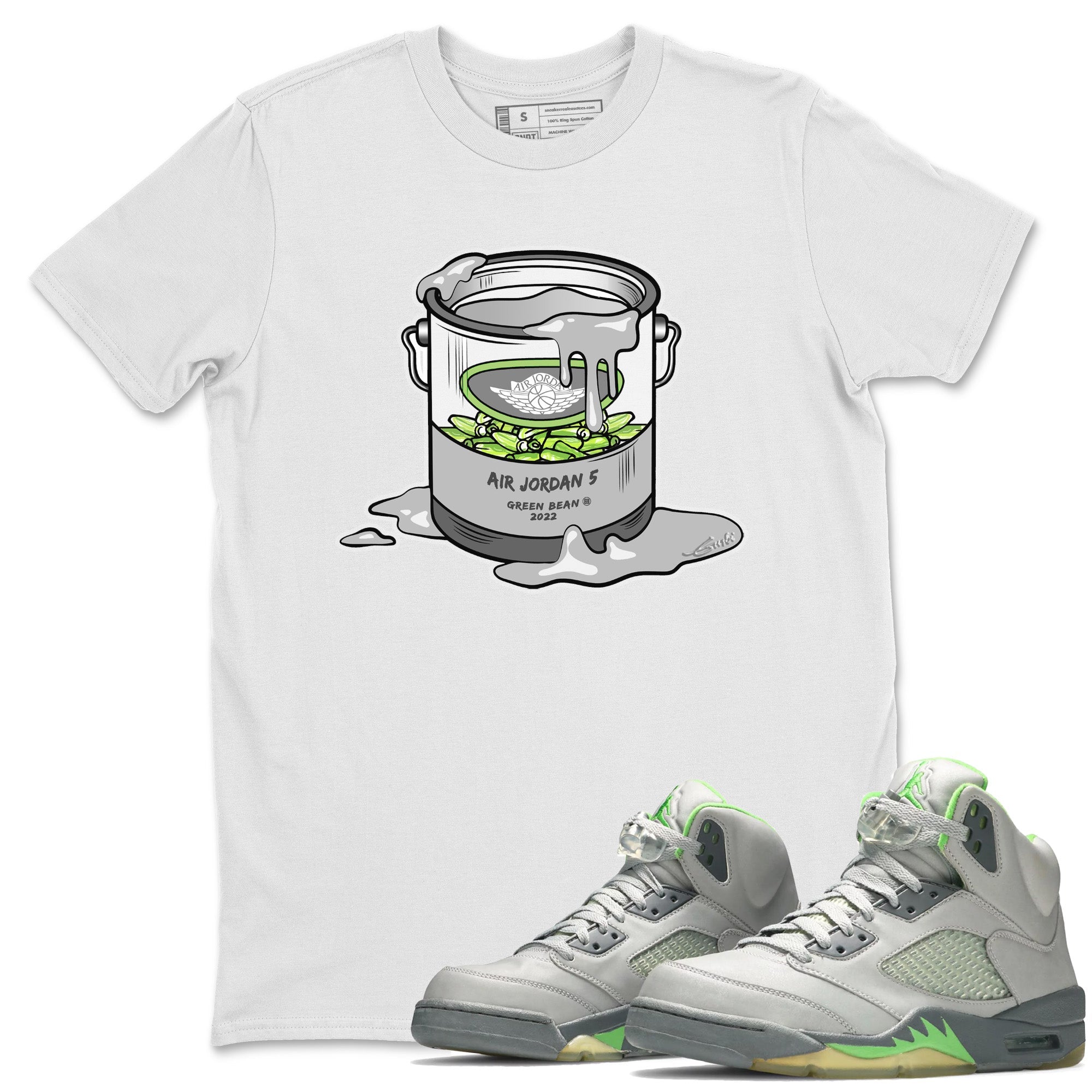 Jordan 5 Green Bean Sneaker Matching T-Shirt Bucket Sneaker Tees Jordan 5 Green Bean Sneaker Release Tees Crew Neck Tees