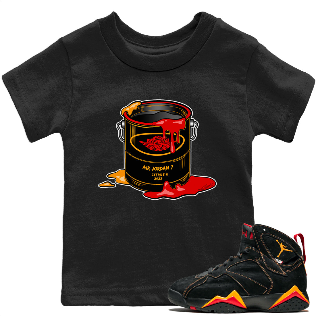 Jordan 7 Citrus Shirt To Match Jordans Bucket Sneaker Tees Jordan 7 Citrus Drip Gear Zone Sneaker Matching Clothing Kids Shirts
