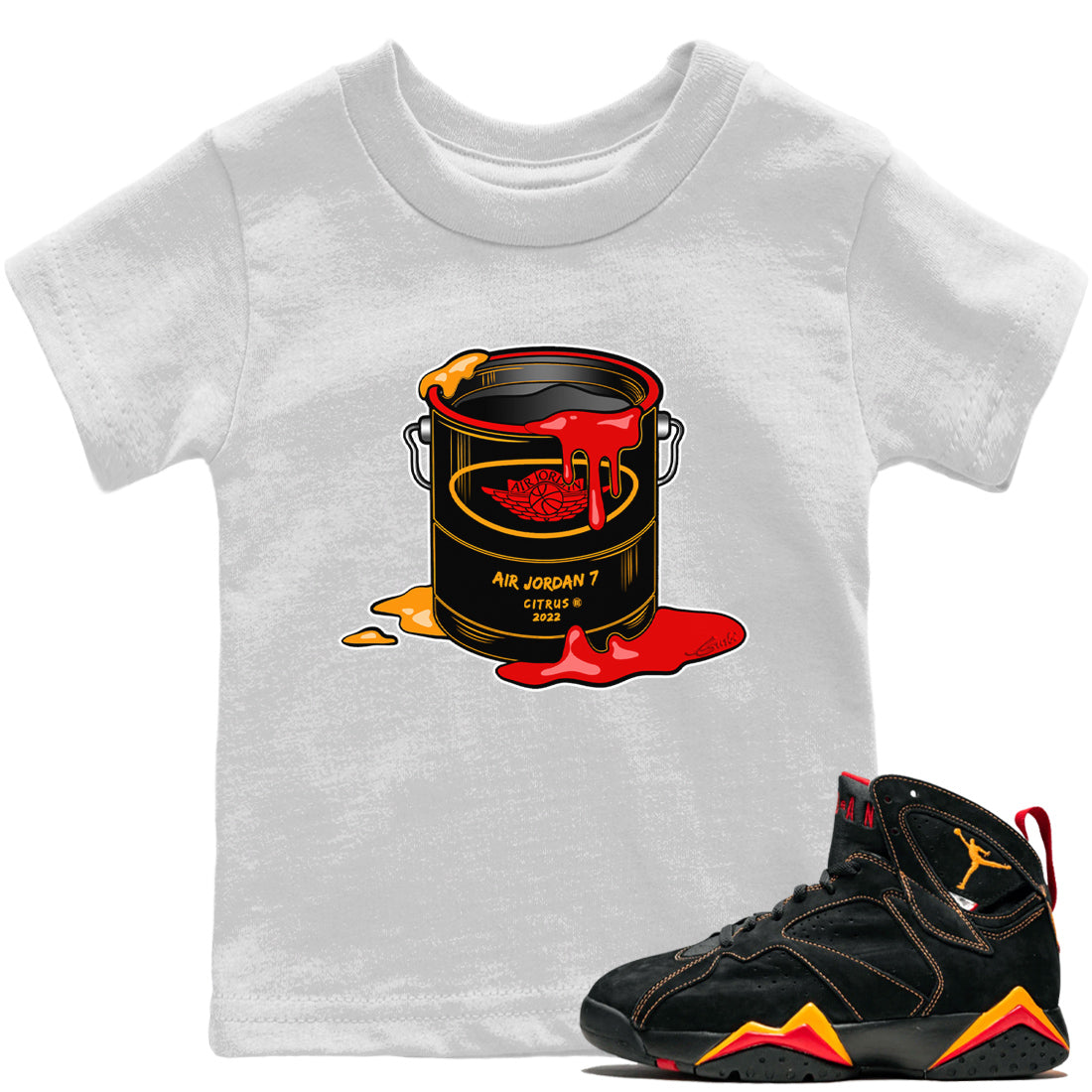 Jordan 7 Citrus Shirt To Match Jordans Bucket Sneaker Tees Jordan 7 Citrus Drip Gear Zone Sneaker Matching Clothing Kids Shirts