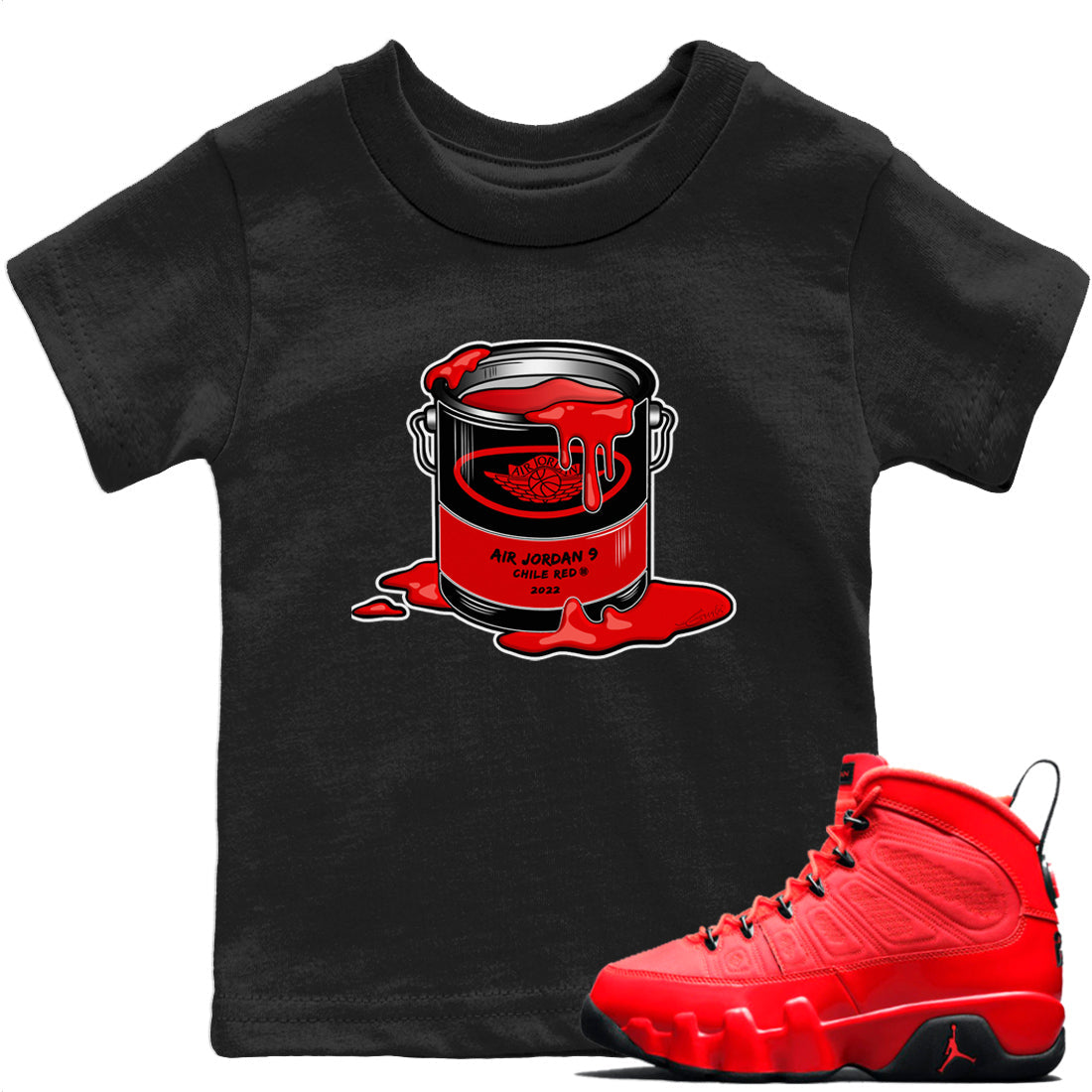 Jordan 9 Chile Red Shirt To Match Jordans Bucket Sneaker Tees Jordan 9 Chile Red Drip Gear Zone Sneaker Matching Clothing Kids Shirts