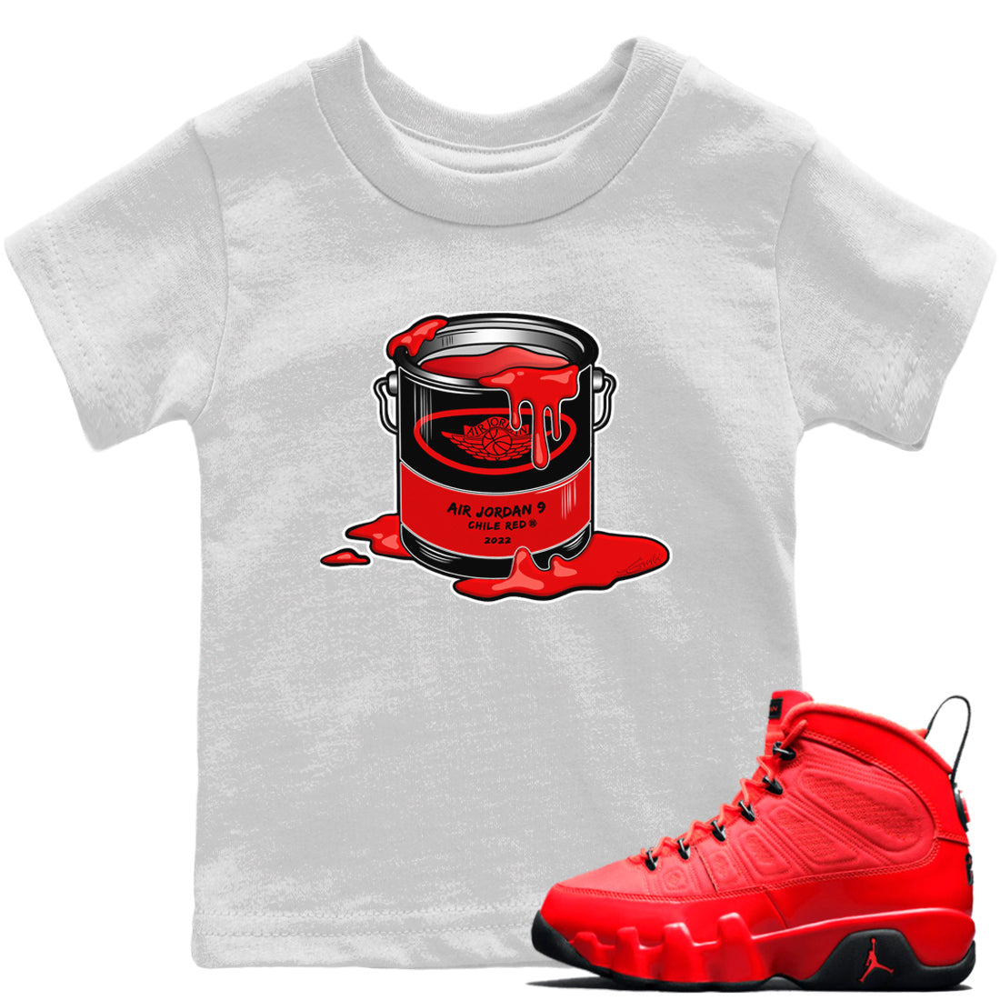 Jordan 9 Chile Red Shirt To Match Jordans Bucket Sneaker Tees Jordan 9 Chile Red Drip Gear Zone Sneaker Matching Clothing Kids Shirts