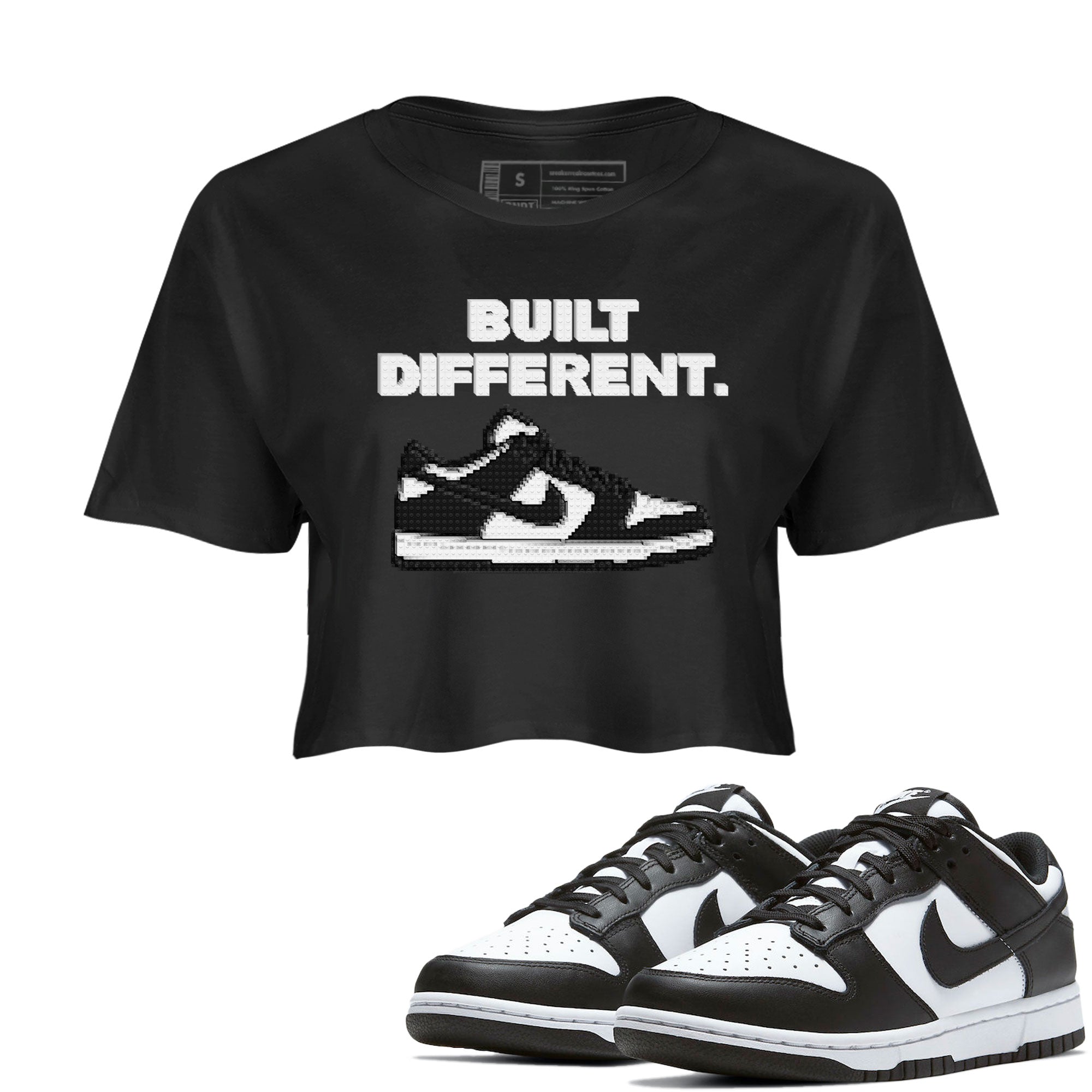 Dunk Low Panda Dunks Black White shirt to match jordans Built Different sneaker tees Dunk Panda Drip Gear Zone Sneaker Matching Cotton Shirt Black 1 crop length shirt