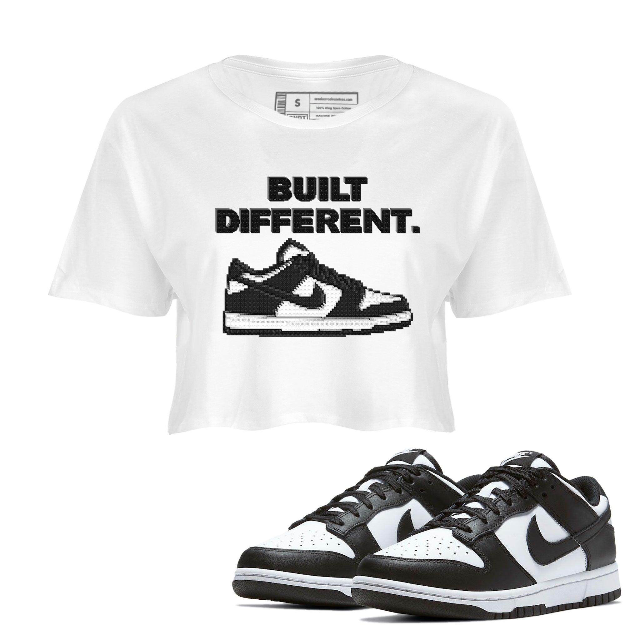 Dunk Low Panda Dunks Black White shirt to match jordans Built Different sneaker tees Dunk Panda Drip Gear Zone Sneaker Matching Cotton Shirt White 1 crop length shirt