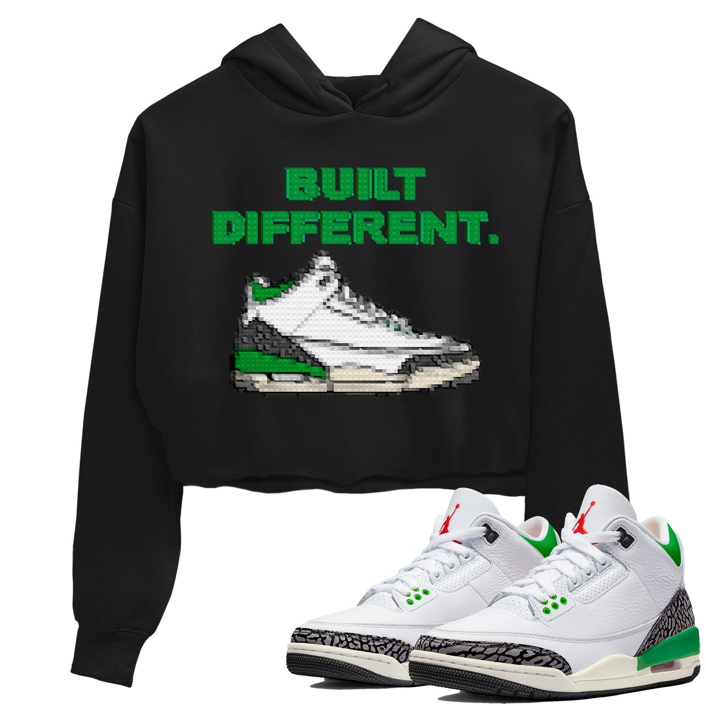 Air Jordan 3 Lucky Green Sneaker Tees Drip Gear Zone Built Different Sneaker Tees Air Jordan 3 WMNS Lucky Green Shirt Women's Shirts Black 1