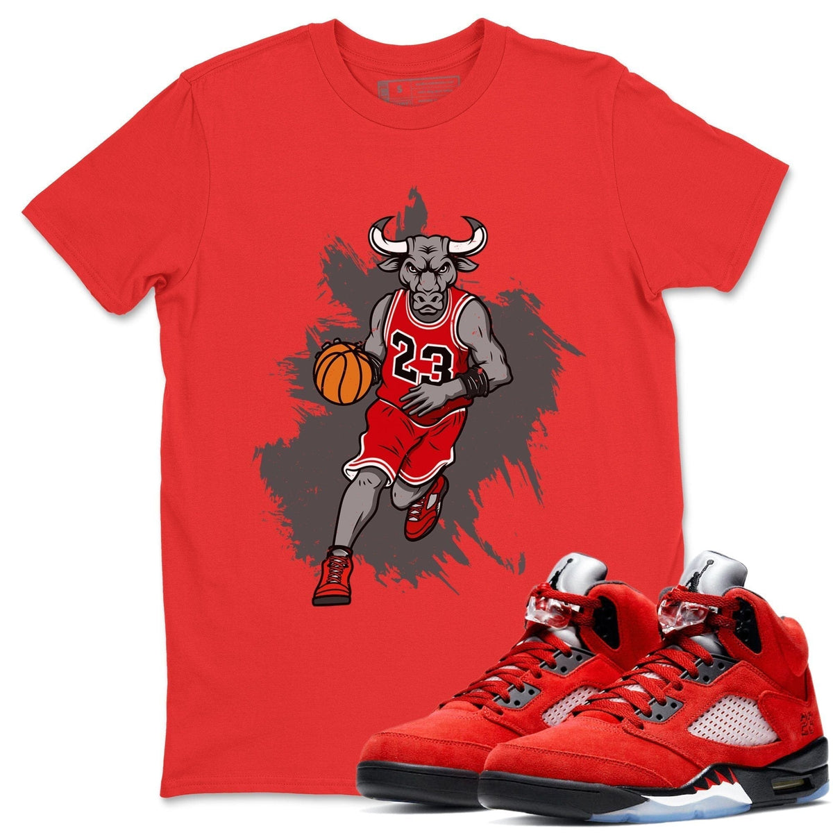 Jordan 5 Raging Bull Shirt To Match Jordans Bull Figure Sneaker Tees Jordan 5 Raging Bull Drip Gear Zone Sneaker Matching Clothing Unisex Shirts