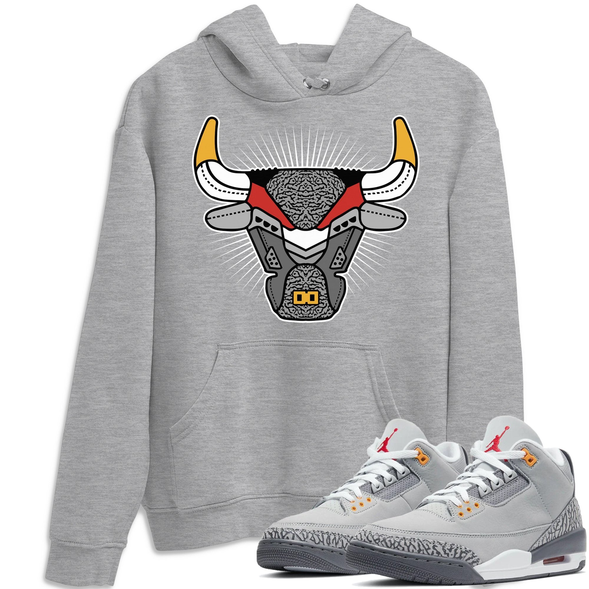 Jordan 3 Cool Grey Shirt To Match Jordans Bull Head Sneaker Tees Jordan 3 Cool Grey Drip Gear Zone Sneaker Matching Clothing Unisex Shirts