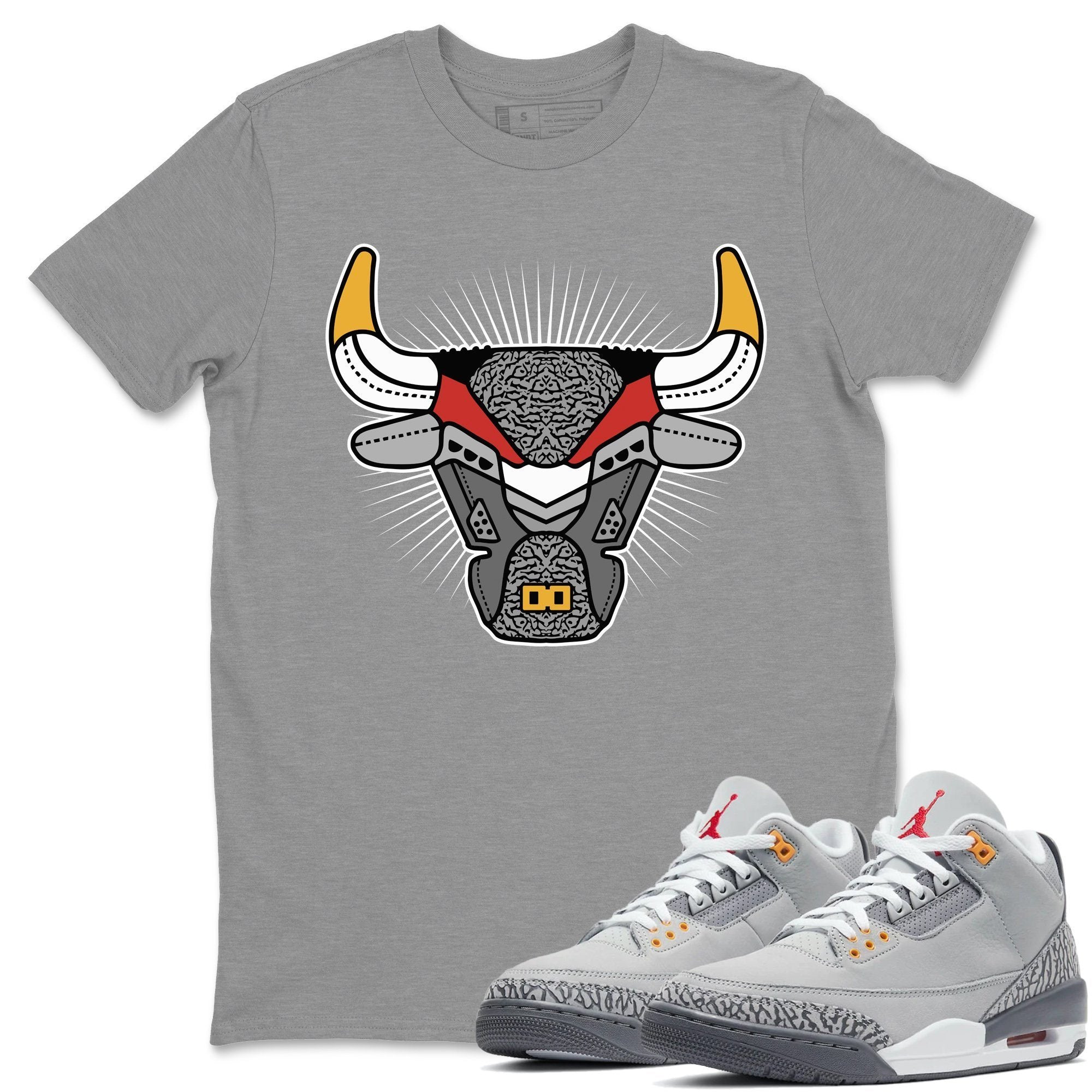 Jordan 3 Cool Grey Shirt To Match Jordans Bull Head Sneaker Tees Jordan 3 Cool Grey Drip Gear Zone Sneaker Matching Clothing Unisex Shirts