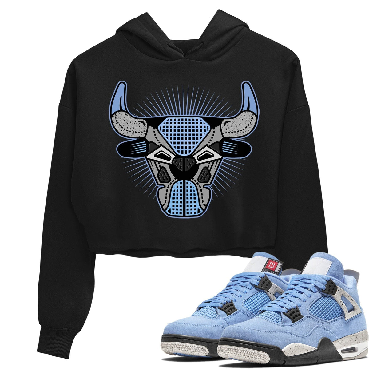 Jordan 4 University Blue Sneaker Matching T-Shirt Bull Head Sneaker Tees Jordan 4 University Blue Sneaker Release Tees Women's Shirts