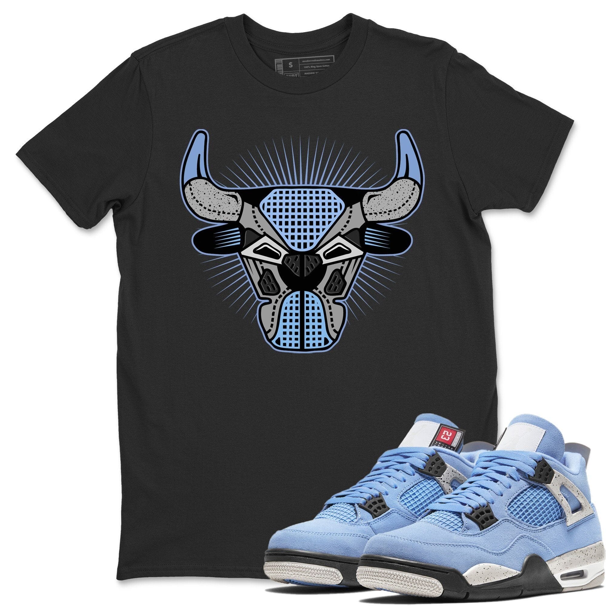 Jordan 4 University Blue Shirt To Match Jordans Bull Head Sneaker Tees Jordan 4 University Blue Drip Gear Zone Sneaker Matching Clothing Unisex Shirts