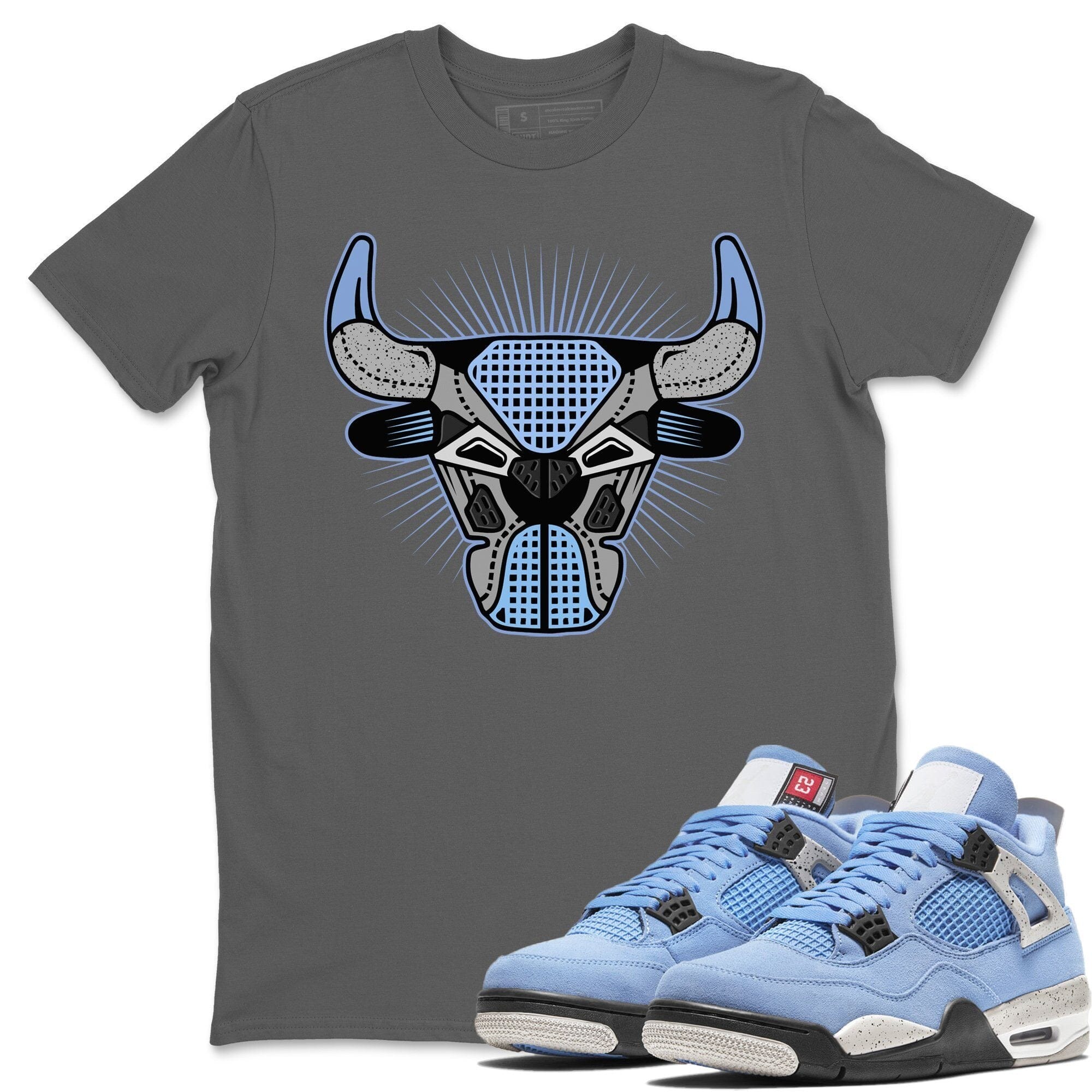 Jordan 4 University Blue Shirt To Match Jordans Bull Head Sneaker Tees Jordan 4 University Blue Drip Gear Zone Sneaker Matching Clothing Unisex Shirts