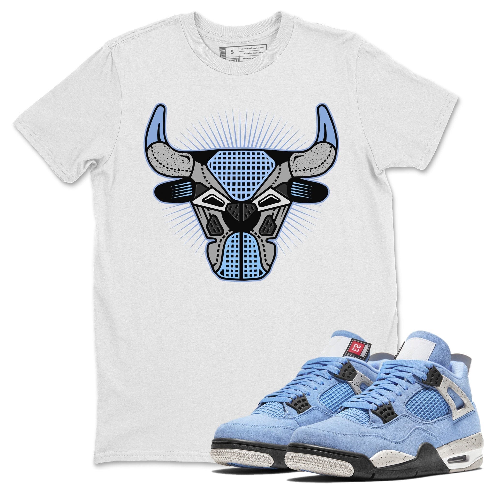 Jordan 4 University Blue Shirt To Match Jordans Bull Head Sneaker Tees Jordan 4 University Blue Drip Gear Zone Sneaker Matching Clothing Unisex Shirts