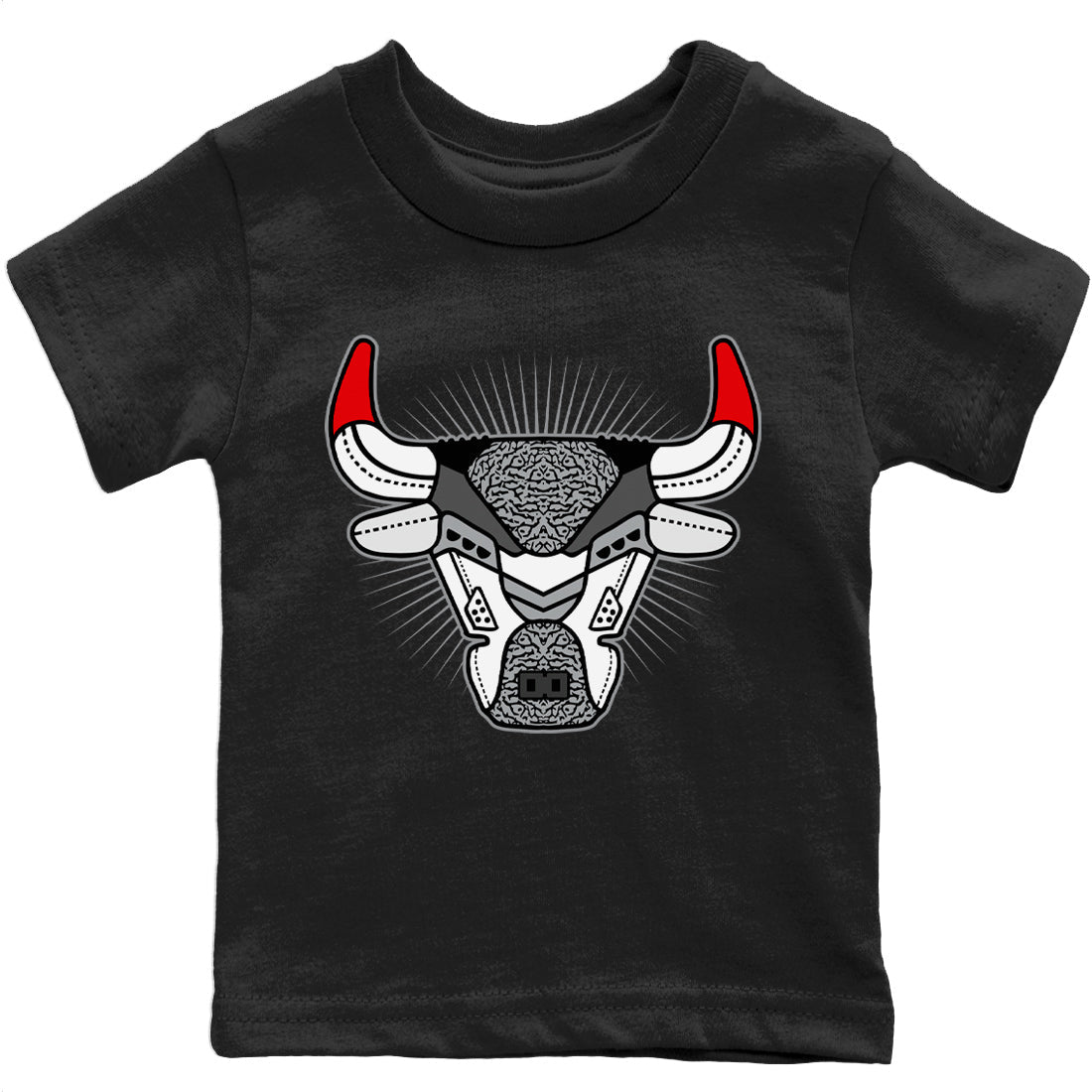 Jordan 3 Fire Red Sneaker Matching T-Shirt Bull Head AJ3 Sneaker Tees Jordan 3 Fire Red Sneaker Release Tees Kids Shirts