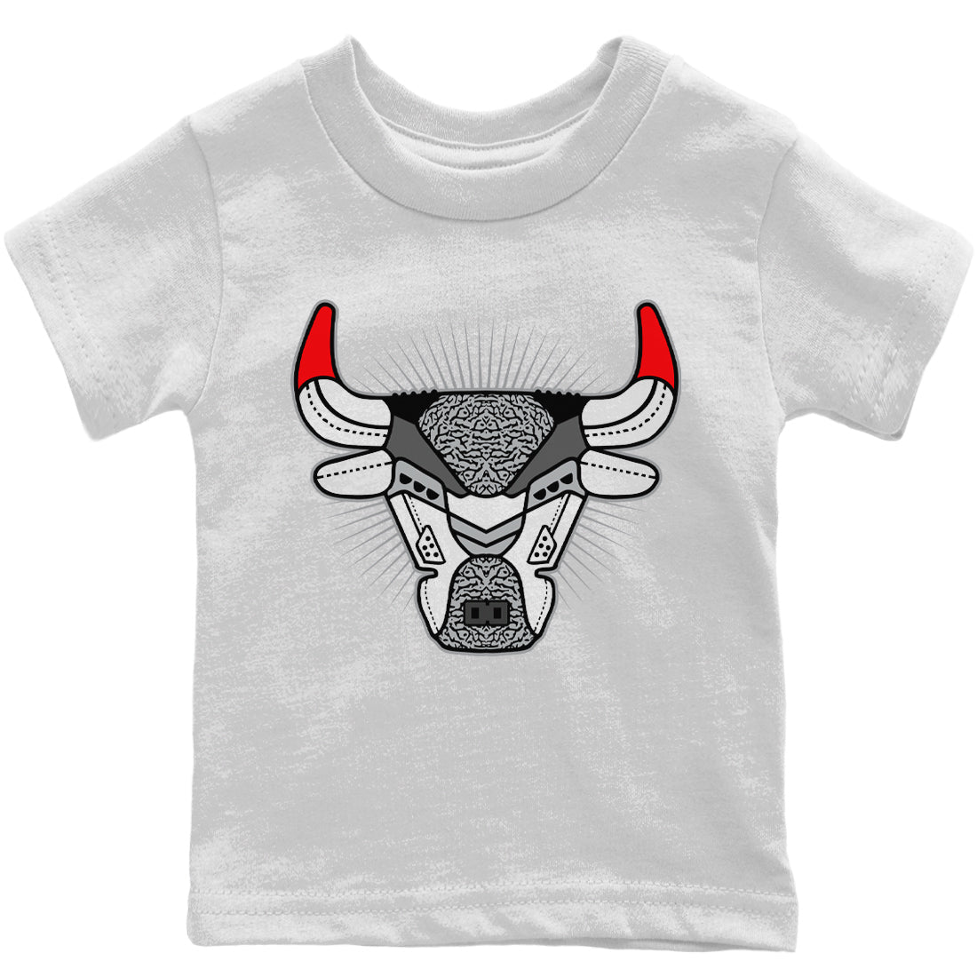 Jordan 3 Fire Red Sneaker Matching T-Shirt Bull Head AJ3 Sneaker Tees Jordan 3 Fire Red Sneaker Release Tees Kids Shirts