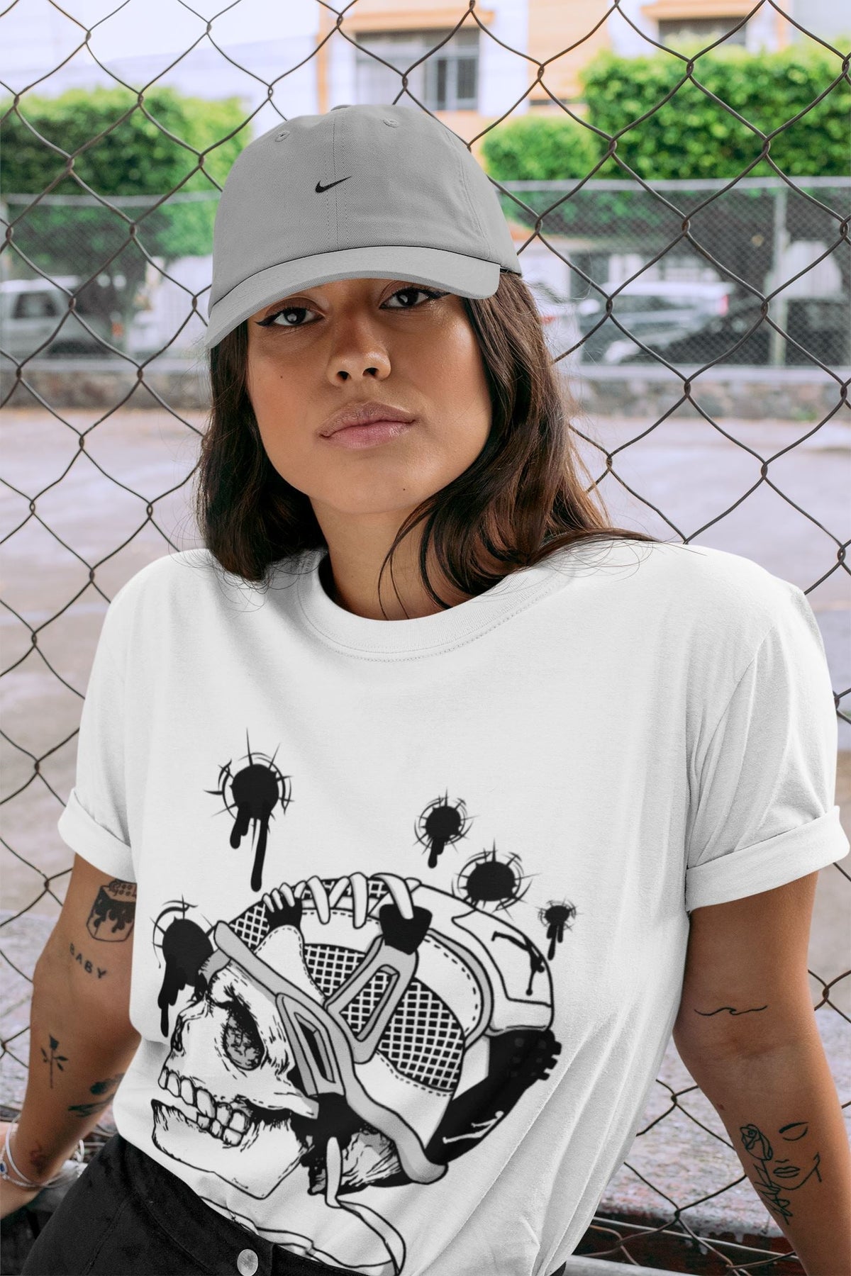 Jordan 4 Military Black Sneaker Matching T-Shirt Bullet Holes Sneaker Tees Jordan 4 Military Black Sneaker Release Tees Crew Neck Tees