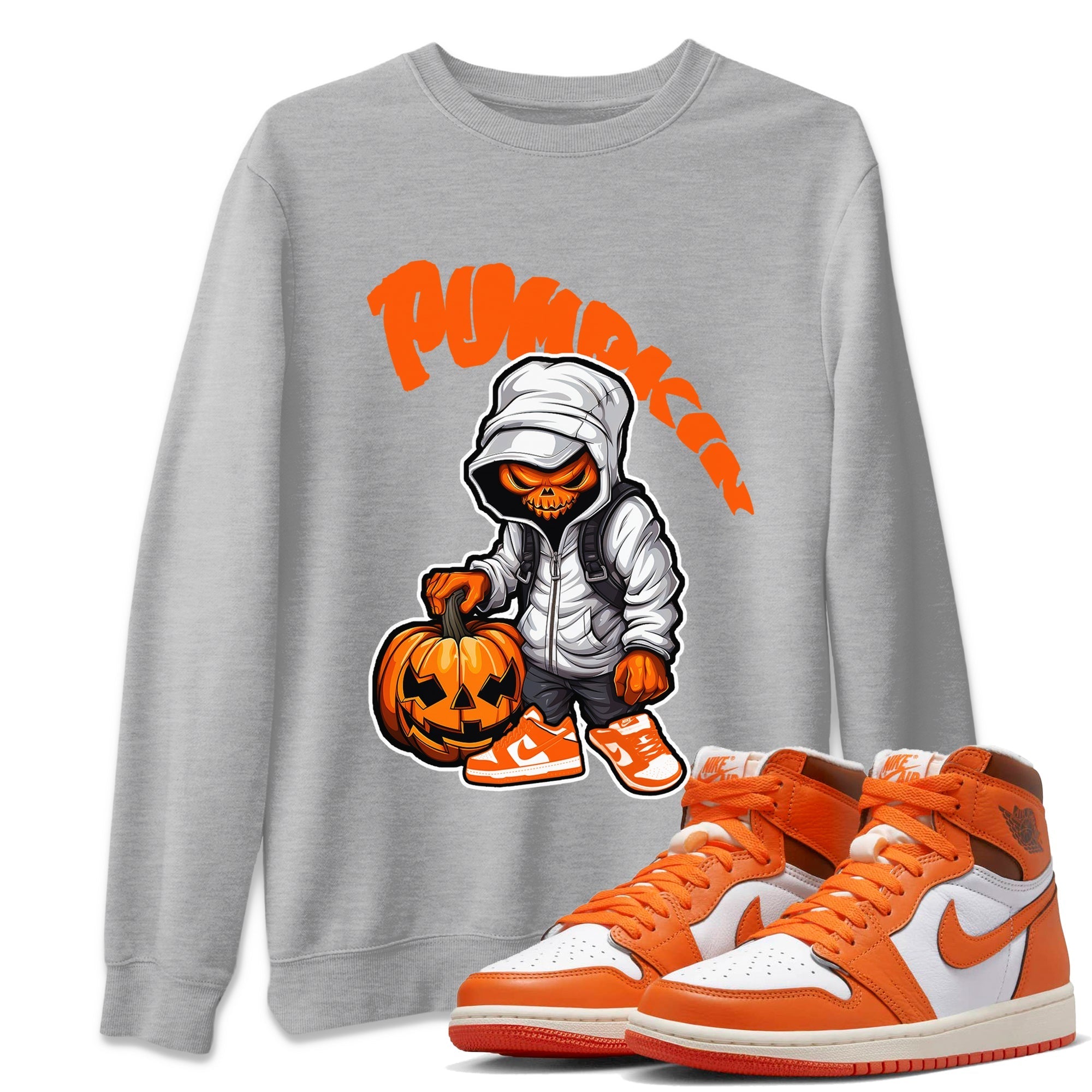 Air Jordan 1 Starfish shirt to match jordans Bustard Pumpkin Streetwear Sneaker Shirt AJ1Starfish Drip Gear Zone Sneaker Matching Clothing Unisex Heather Grey 1 T-Shirt Halloween Custumes