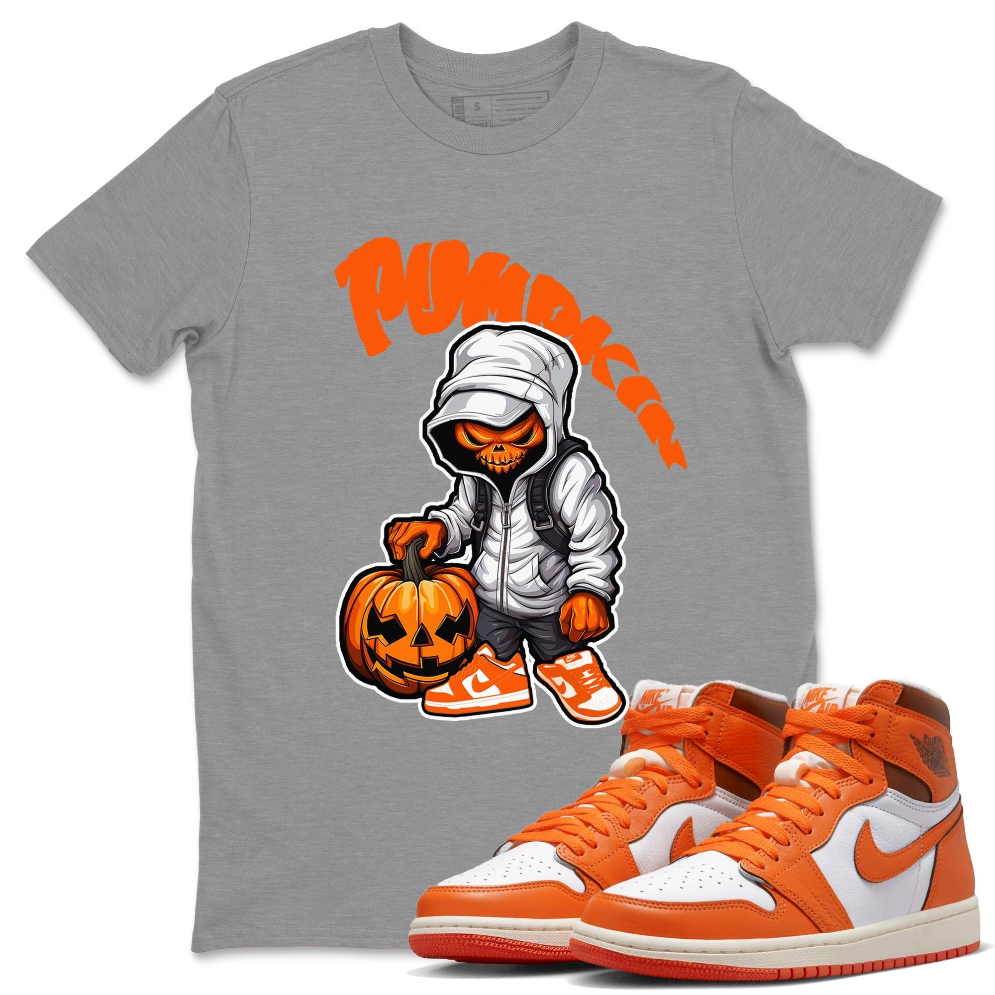 Air Jordan 1 Starfish shirt to match jordans Bustard Pumpkin Streetwear Sneaker Shirt AJ1Starfish Drip Gear Zone Sneaker Matching Clothing Unisex Heather Grey 1 T-Shirt Halloween Custumes