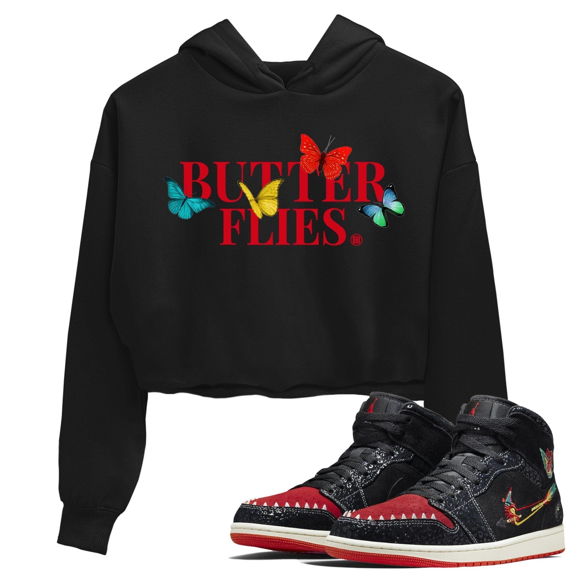 Jordan 1 Siempre Familia Sneaker Tees Drip Gear Zone Butterflies Sneaker Tees Jordan 1 Siempre Familia Shirt Women's Shirts