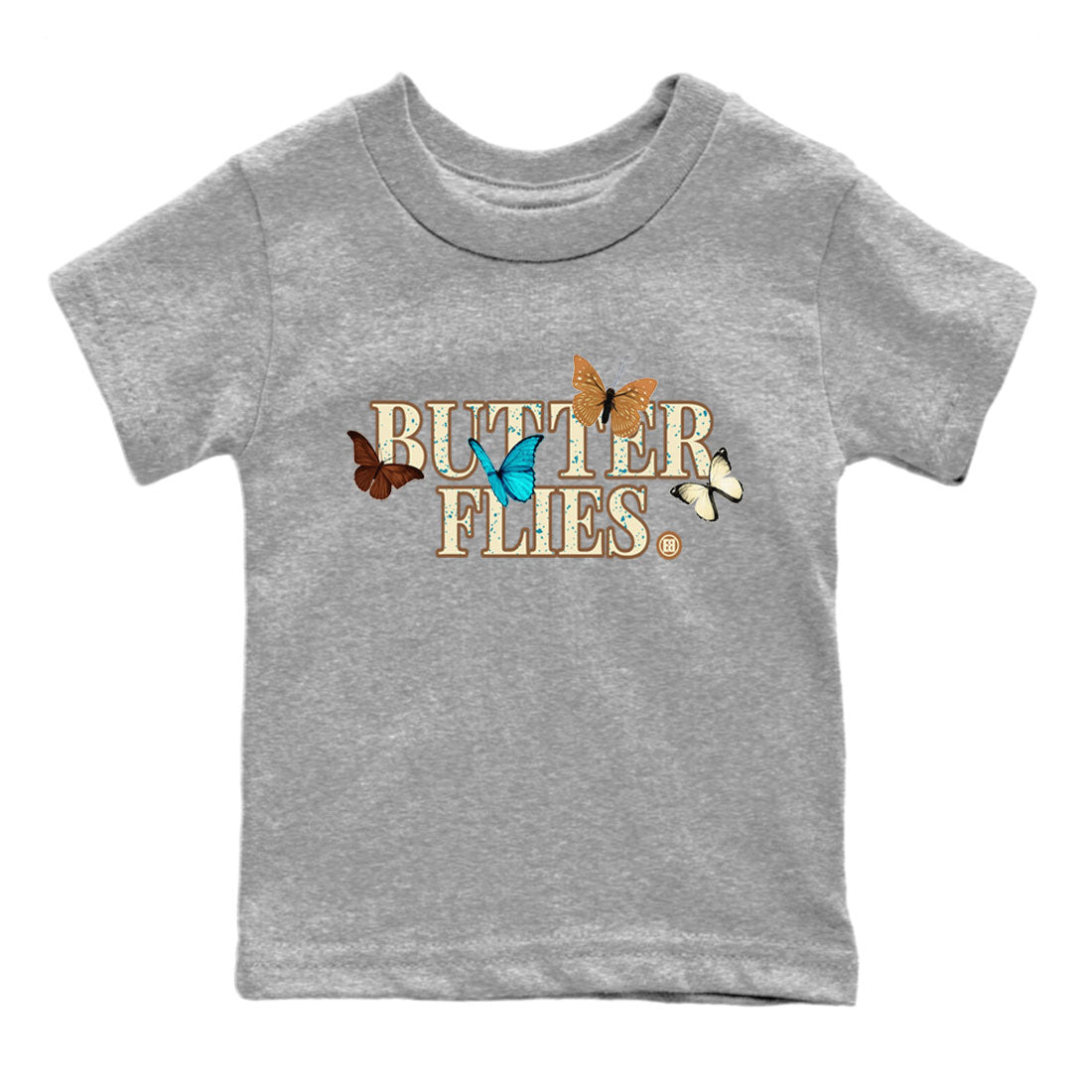 Air Jordan 4 GS Cacao Wow Match To Jordans Butterflies Streetwear Sneaker Shirt Air Jordan 4 Cacao Wow Drip Gear Zone Sneaker Matching Clothing Kids Shirts Heather Grey 2