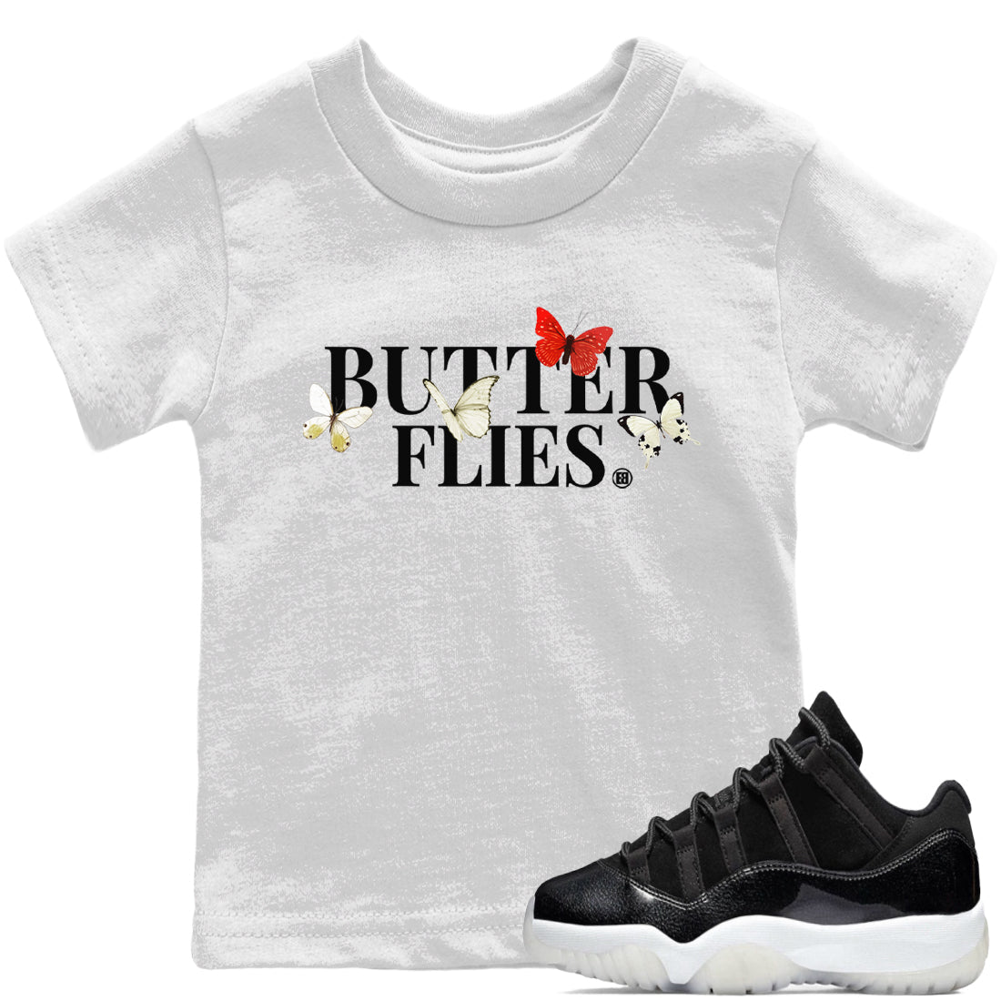 Jordan 11 72-10 Sneaker Tees Drip Gear Zone Butterflies Sneaker Tees Jordan 11 72-10 Shirt Kids Shirts