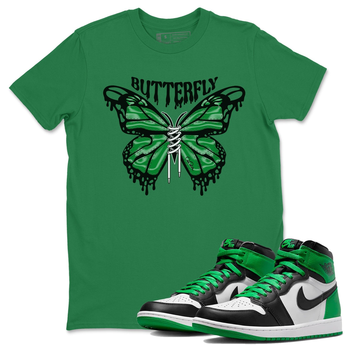 Air Jordan 1 Celtics Sneaker Match Tees Butterfly Sneaker Tees AJ1 OG HIGH Celtics Sneaker Release Tees Unisex Shirts Kelly Green 1