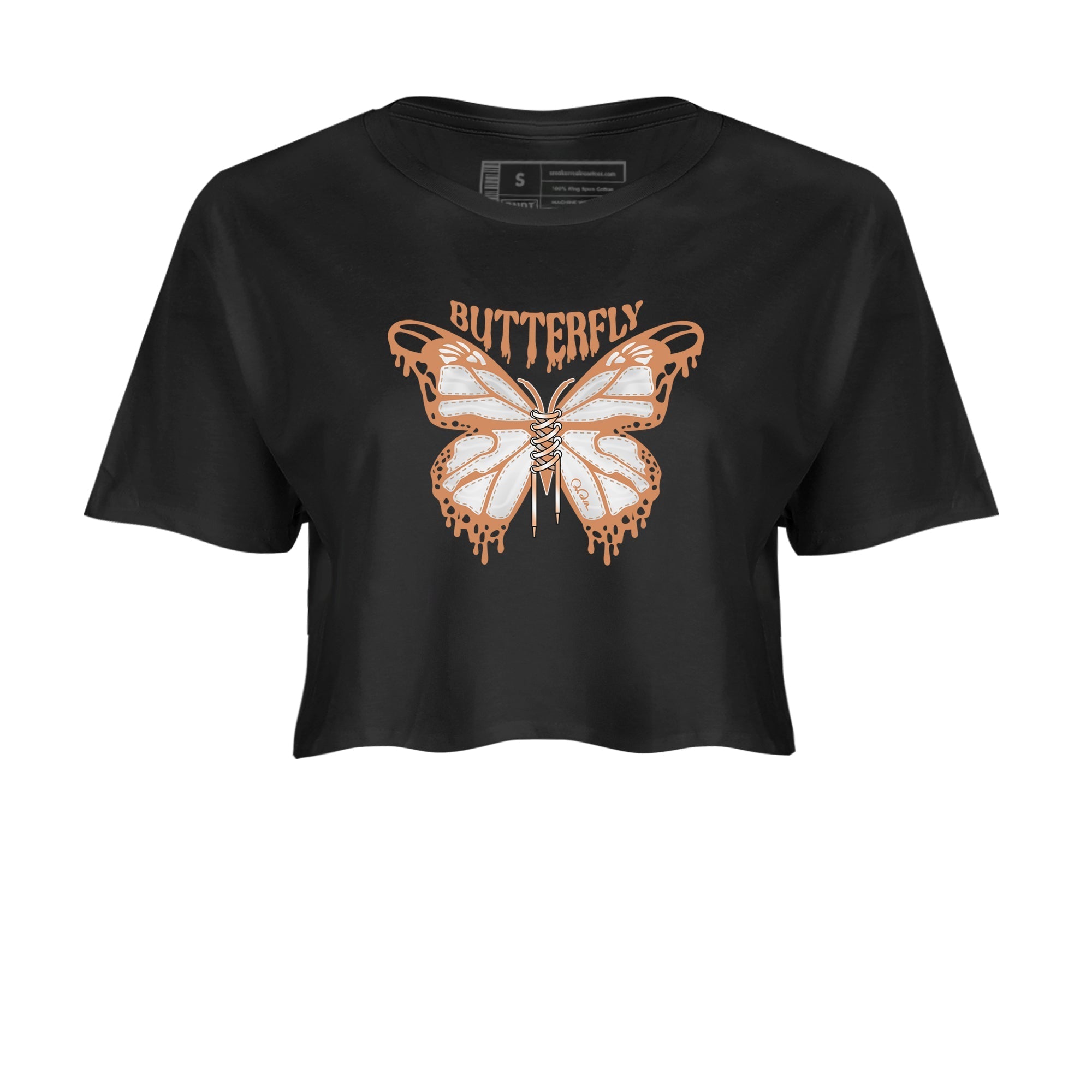 Air Jordan 1 Praline shirt to match jordans Butterfly Streetwear Sneaker Shirt AJ1Praline Drip Gear Zone Sneaker Matching Clothing Black 2 Crop T-Shirt
