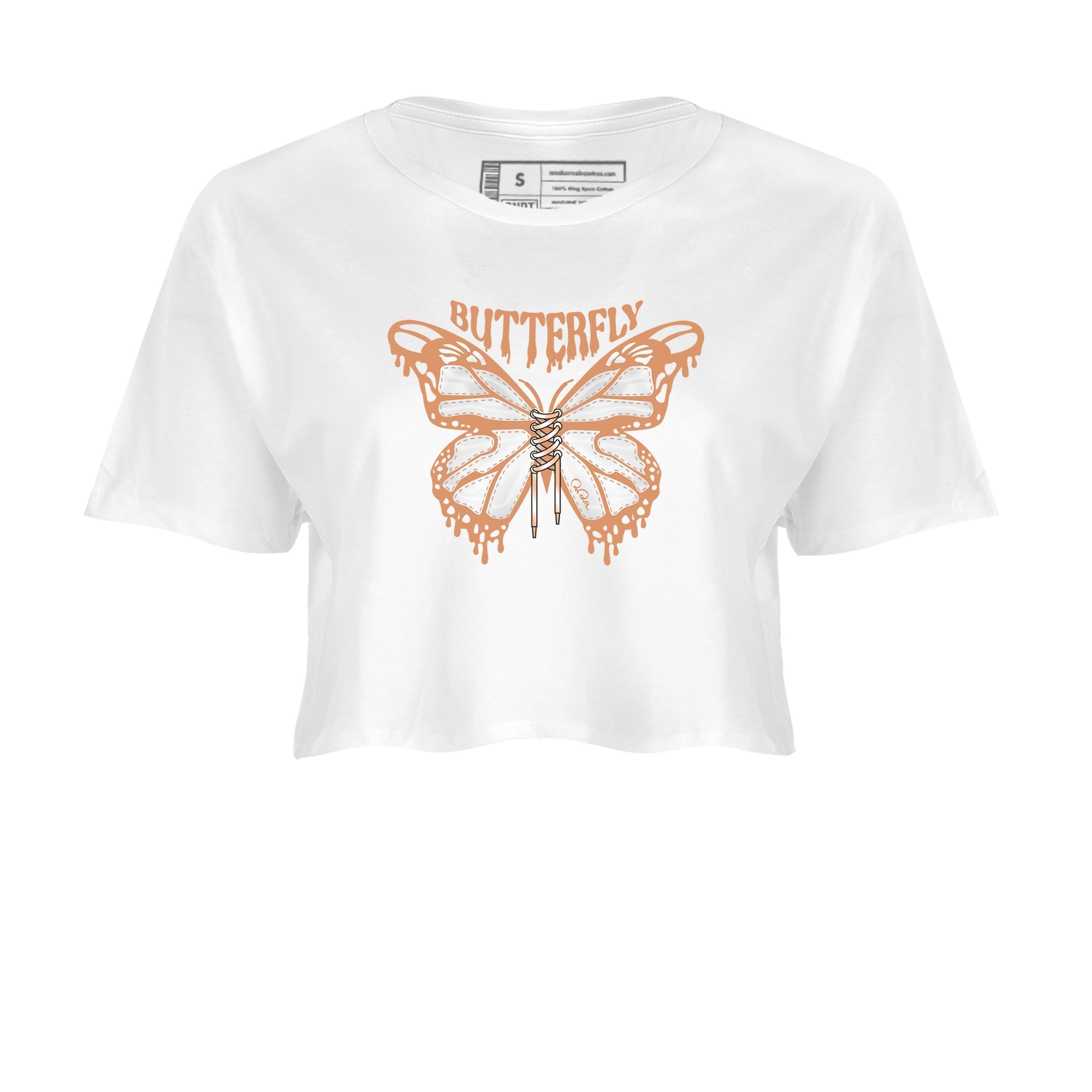 Air Jordan 1 Praline shirt to match jordans Butterfly Streetwear Sneaker Shirt AJ1Praline Drip Gear Zone Sneaker Matching Clothing White 2 Crop T-Shirt