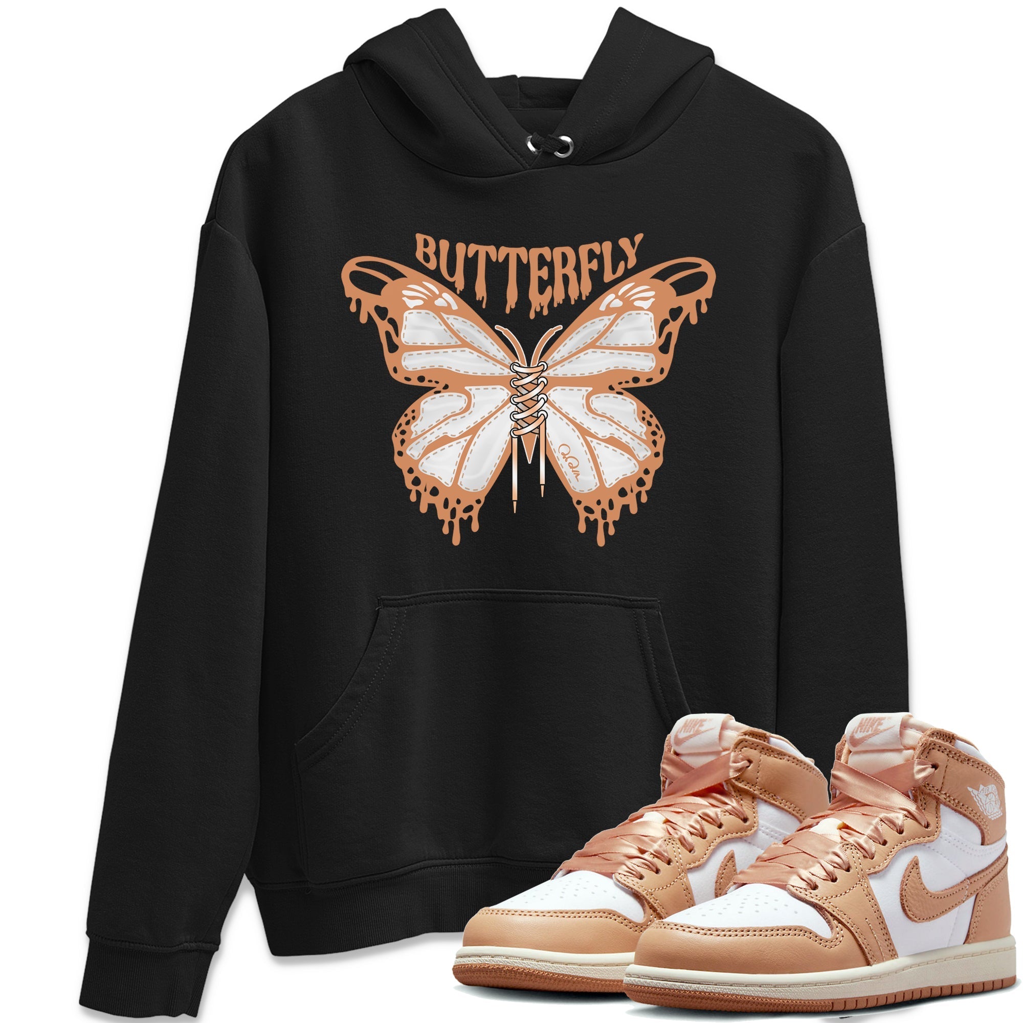 Air Jordan 1 Praline shirt to match jordans Butterfly Streetwear Sneaker Shirt AJ1Praline Drip Gear Zone Sneaker Matching Clothing Unisex Black 1 T-Shirt