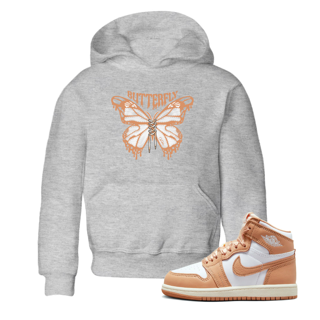 Air Jordan 1 Praline shirt to match jordans Butterfly Streetwear Sneaker Shirt AJ1Praline Drip Gear Zone Sneaker Matching Clothing Baby Toddler Heather Grey 1 T-Shirt