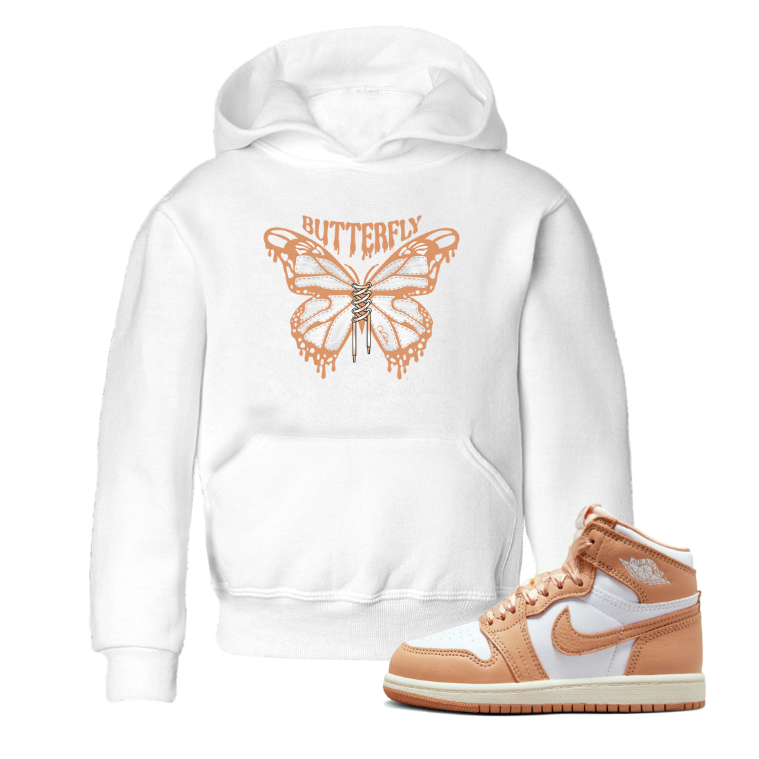 Air Jordan 1 Praline shirt to match jordans Butterfly Streetwear Sneaker Shirt AJ1Praline Drip Gear Zone Sneaker Matching Clothing Baby Toddler White 1 T-Shirt