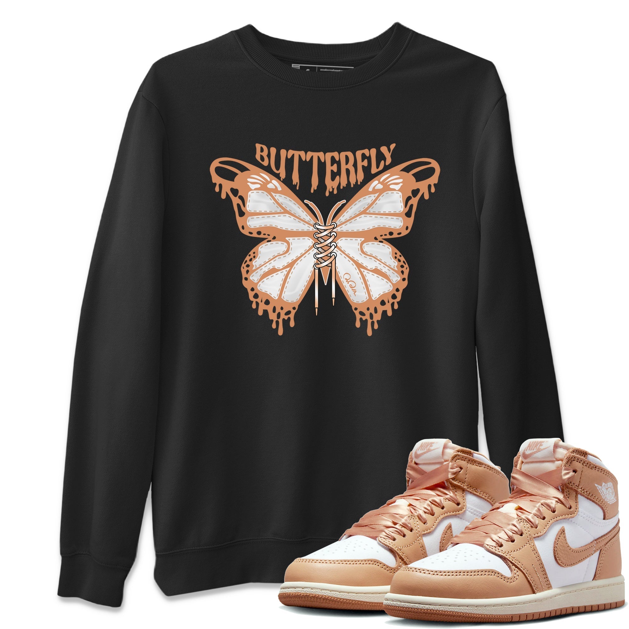 Air Jordan 1 Praline shirt to match jordans Butterfly Streetwear Sneaker Shirt AJ1Praline Drip Gear Zone Sneaker Matching Clothing Unisex Black 1 T-Shirt