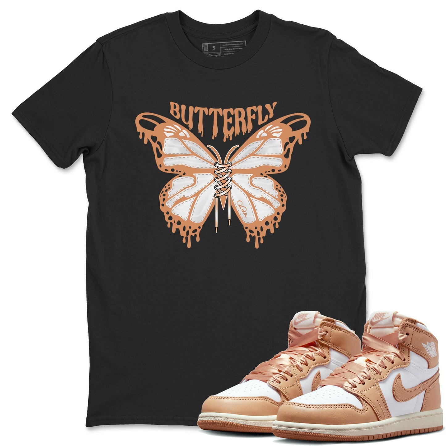 Air Jordan 1 Praline shirt to match jordans Butterfly Streetwear Sneaker Shirt AJ1Praline Drip Gear Zone Sneaker Matching Clothing Unisex Black 1 T-Shirt