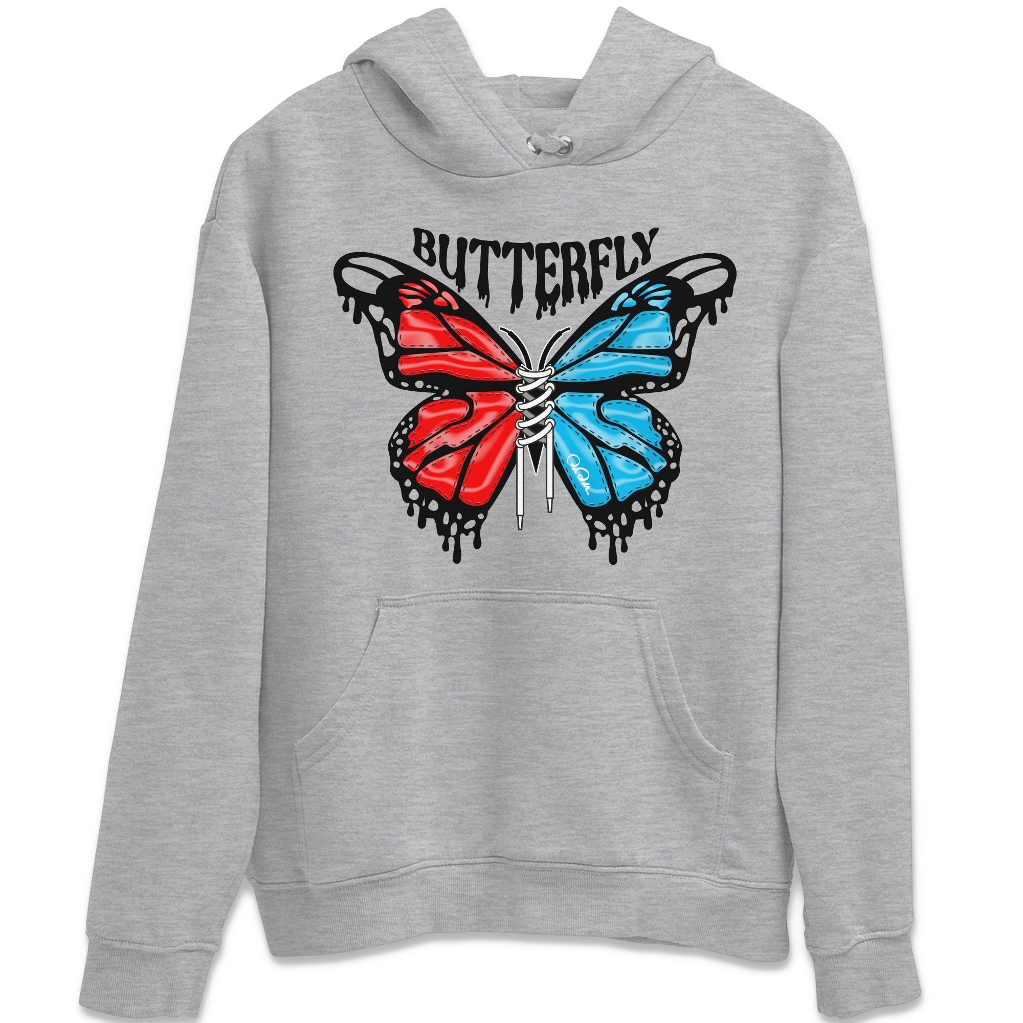 Air Jordan 1 UNC to Chicago Sneaker Match Tees Butterfly Streetwear Sneaker Shirt AJ1 UNC to Chicago Sneaker Release Tees Unisex Shirts Heather Grey 2