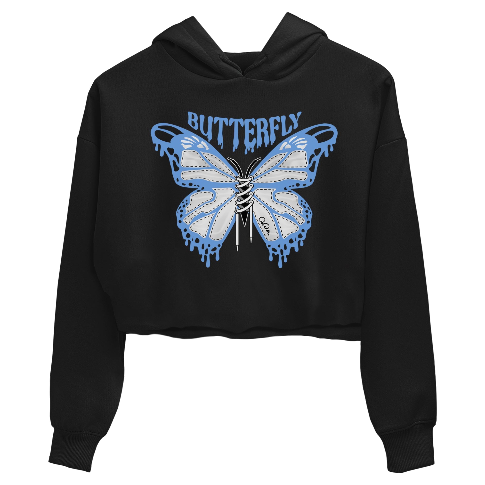 Air Jordan 1 Retro High OG UNC Toe Shirt to match Jordans Butterfly Streetwear Sneaker Shirt 1s UNC Toe Drip Gear Zone Sneaker Matching Clothing Crop T-Shirts Black 2