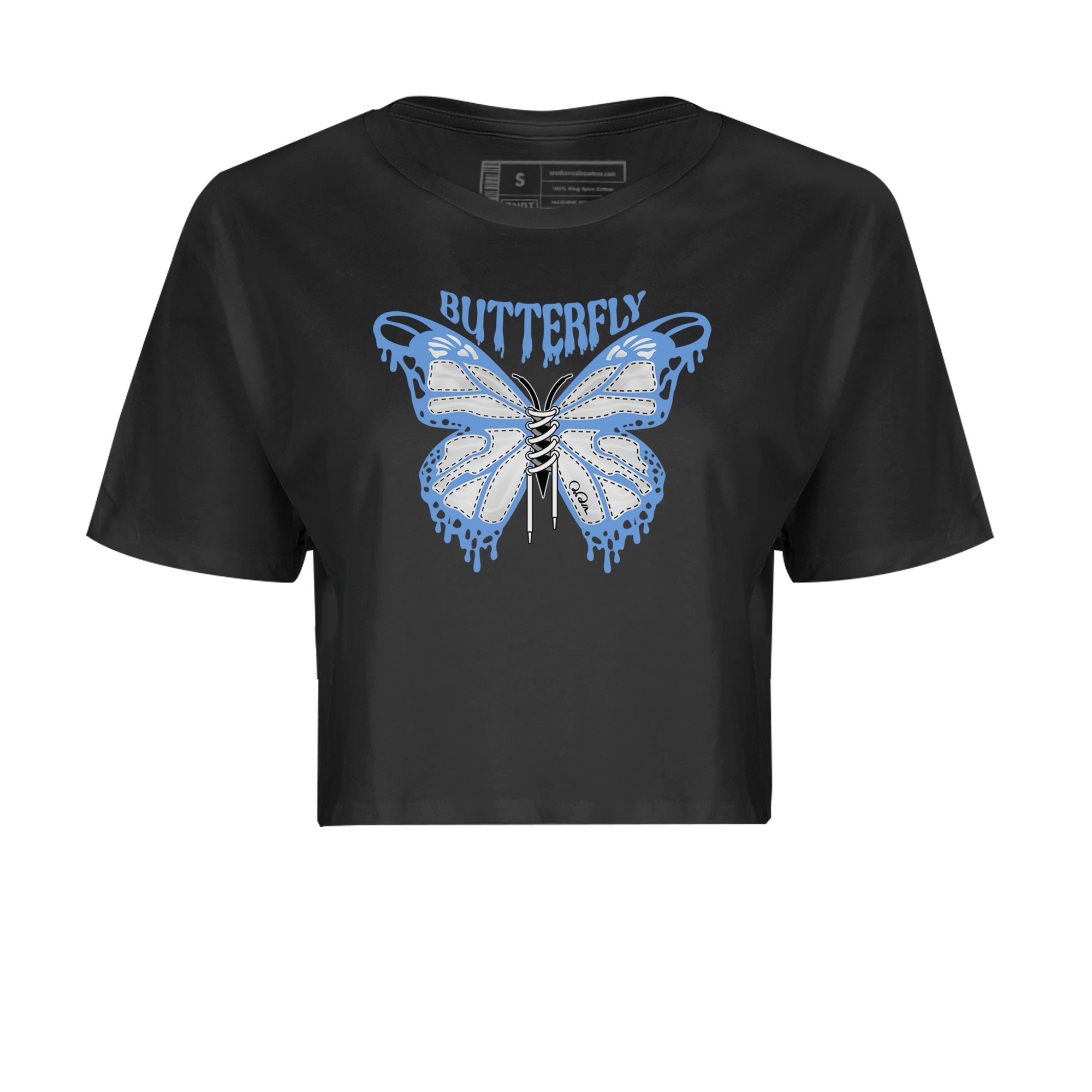 Air Jordan 1 Retro High OG UNC Toe Shirt to match Jordans Butterfly Streetwear Sneaker Shirt 1s UNC Toe Drip Gear Zone Sneaker Matching Clothing Crop T-Shirts Black 2