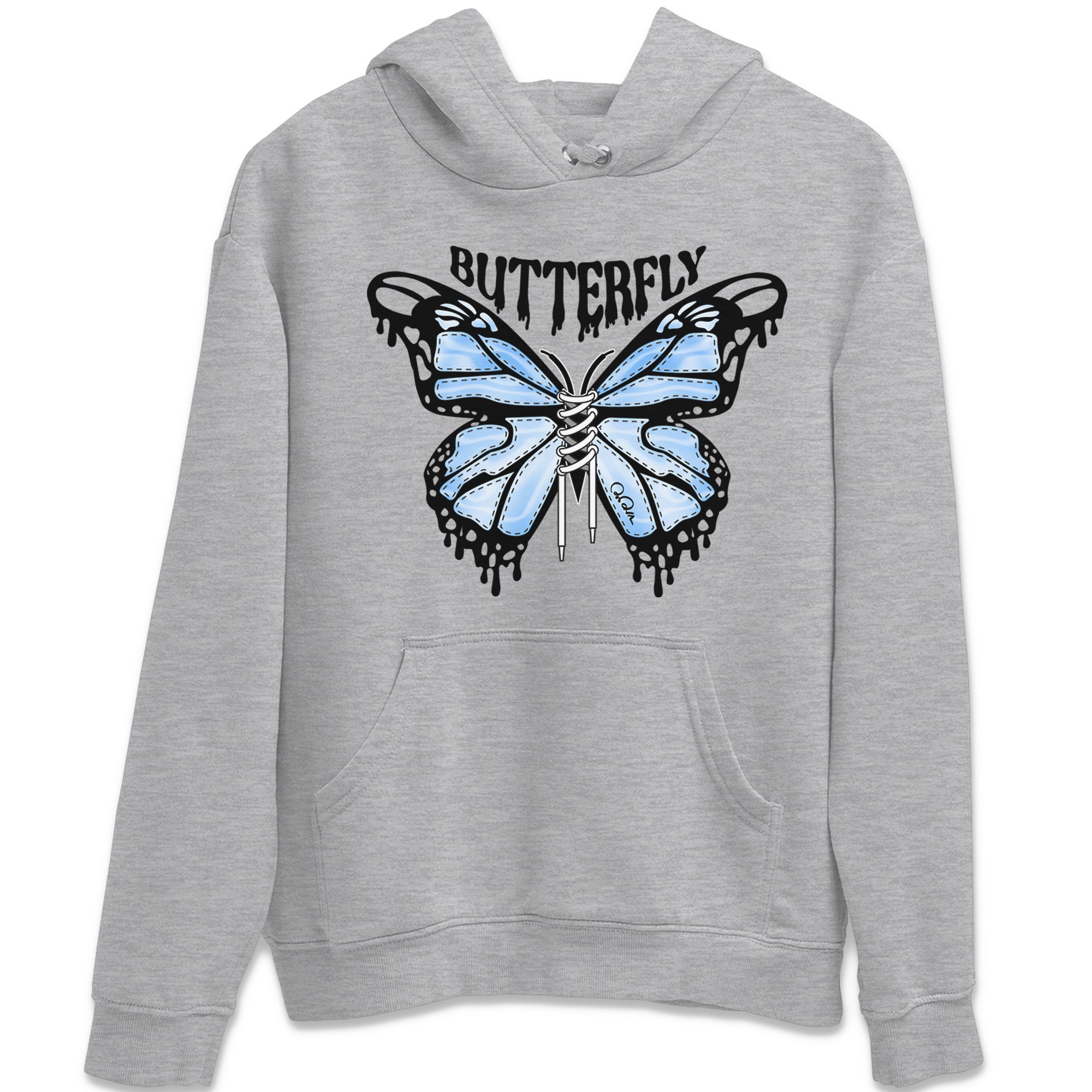 Air Jordan 1 Retro High OG UNC Toe Shirt to match Jordans Butterfly Streetwear Sneaker Shirt 1s UNC Toe Drip Gear Zone Sneaker Matching Clothing Crew Neck T-Shirts Heather Grey 2