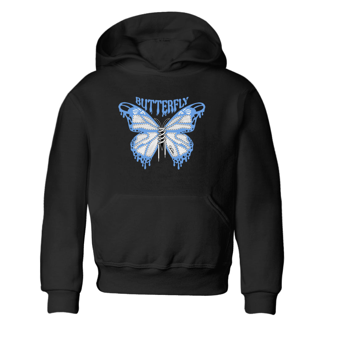 Air Jordan 1 Retro High OG UNC Toe Shirt to match Jordans Butterfly Streetwear Sneaker Shirt 1s UNC Toe Drip Gear Zone Sneaker Matching Clothing Kids and Baby Tees Black 2