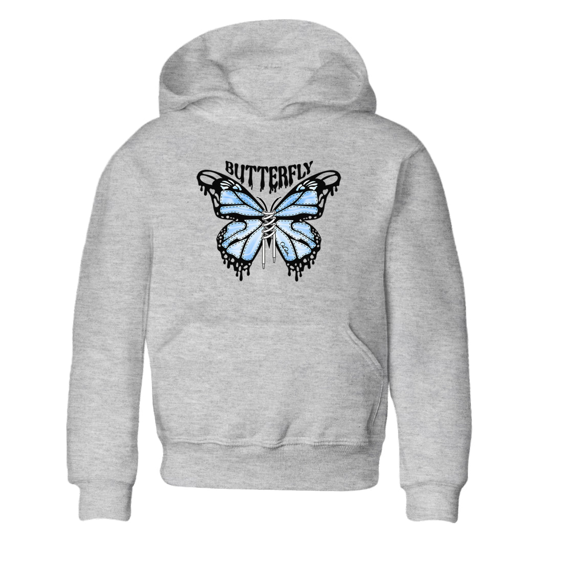 Air Jordan 1 Retro High OG UNC Toe Shirt to match Jordans Butterfly Streetwear Sneaker Shirt 1s UNC Toe Drip Gear Zone Sneaker Matching Clothing Kids and Baby Tees Heather Grey 2