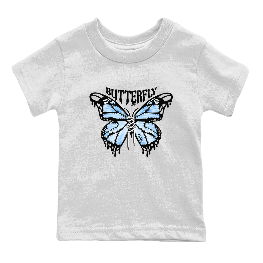 Air Jordan 1 Retro High OG UNC Toe Shirt to match Jordans Butterfly Streetwear Sneaker Shirt 1s UNC Toe Drip Gear Zone Sneaker Matching Clothing Kids and Baby Tees White 2