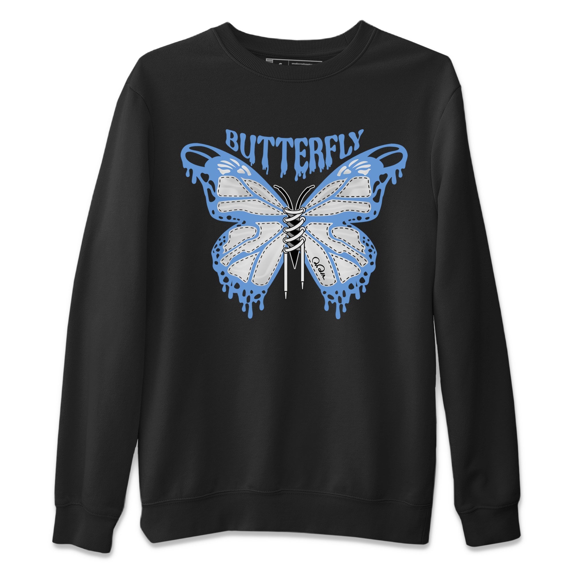 Air Jordan 1 Retro High OG UNC Toe Shirt to match Jordans Butterfly Streetwear Sneaker Shirt 1s UNC Toe Drip Gear Zone Sneaker Matching Clothing Crew Neck T-Shirts Black 2