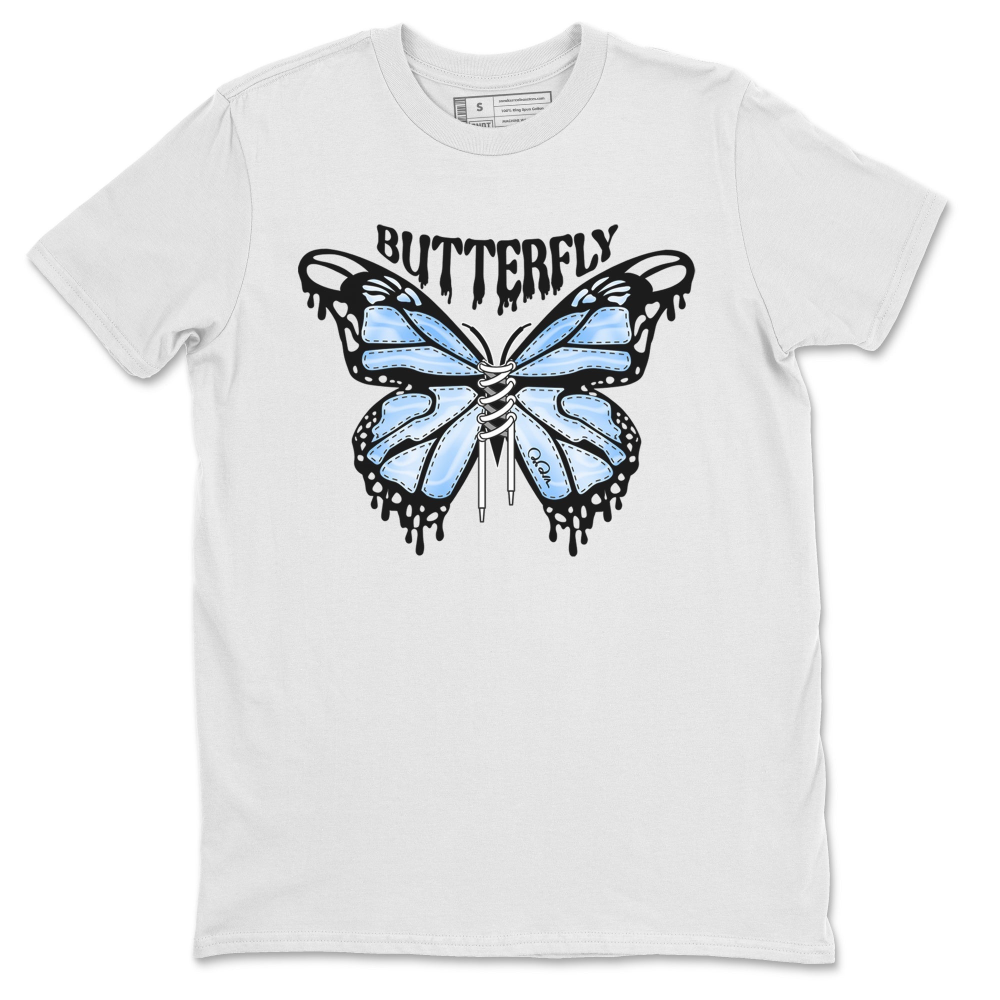 Air Jordan 1 Retro High OG UNC Toe Shirt to match Jordans Butterfly Streetwear Sneaker Shirt 1s UNC Toe Drip Gear Zone Sneaker Matching Clothing Crew Neck T-Shirts White 2