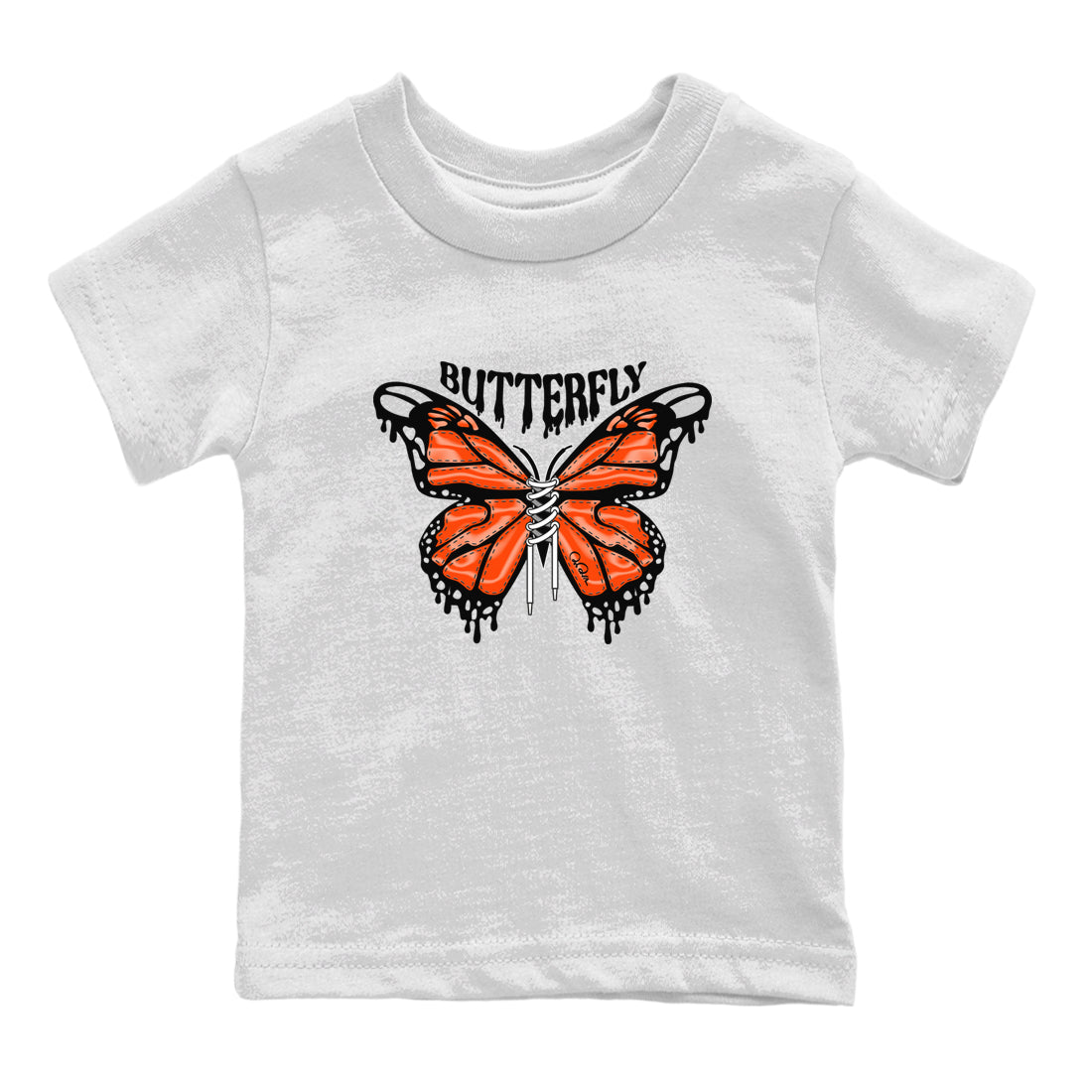 Air Jordan 12 Brilliant Orange Sneaker Match Tees Butterfly Sneaker Tees AJ12 Brilliant Orange Sneaker Release Tees Kids Shirts White 2