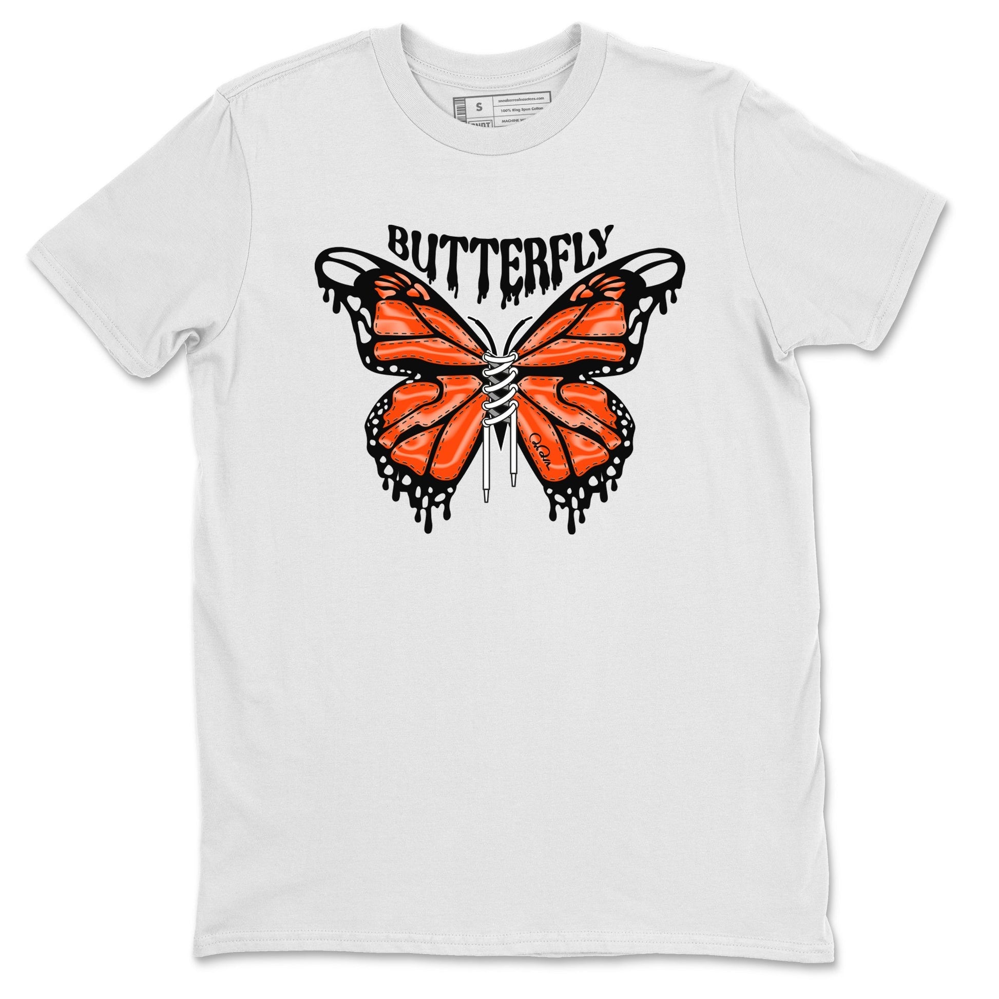 Air Jordan 12 Brilliant Orange Sneaker Match Tees Butterfly Sneaker Tees AJ12 Brilliant Orange Sneaker Release Tees Unisex Shirts White 2